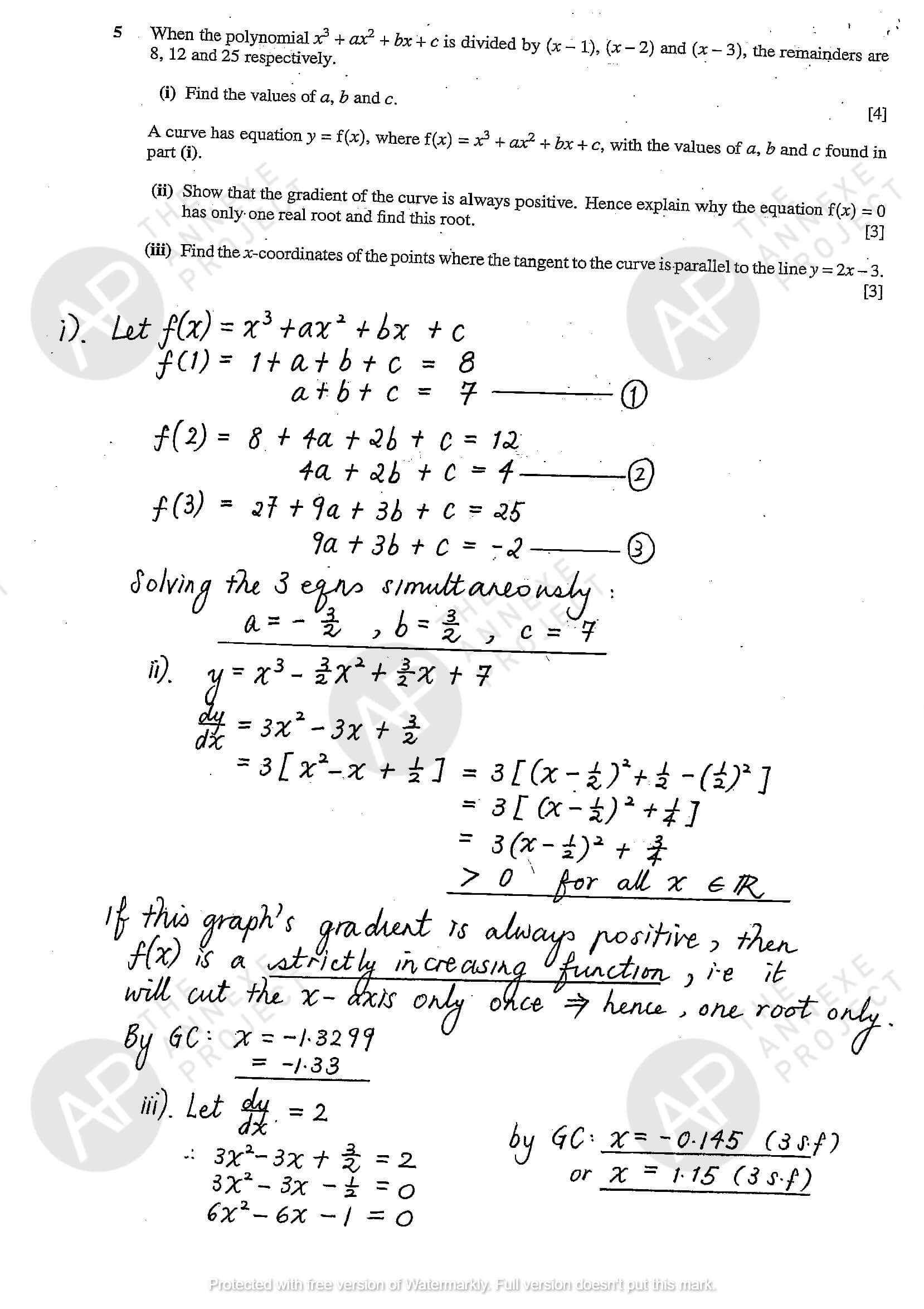 2017 A level H2 Mathematics Paper 1 Solutions Page 05