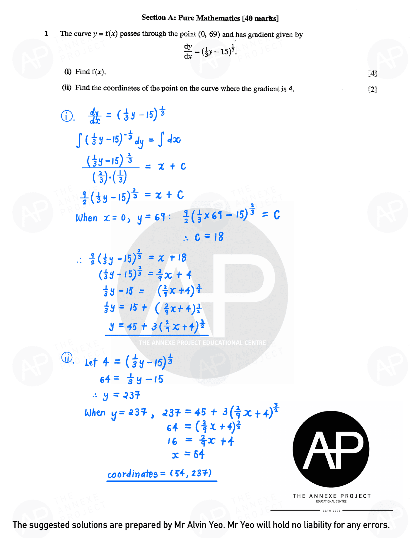 2018 GCE A LEVEL H2 MATHEMATICS PAPER 2 SOLUTION 2 2018 A Level H2 Mathematics Paper 2 page 02 fs8