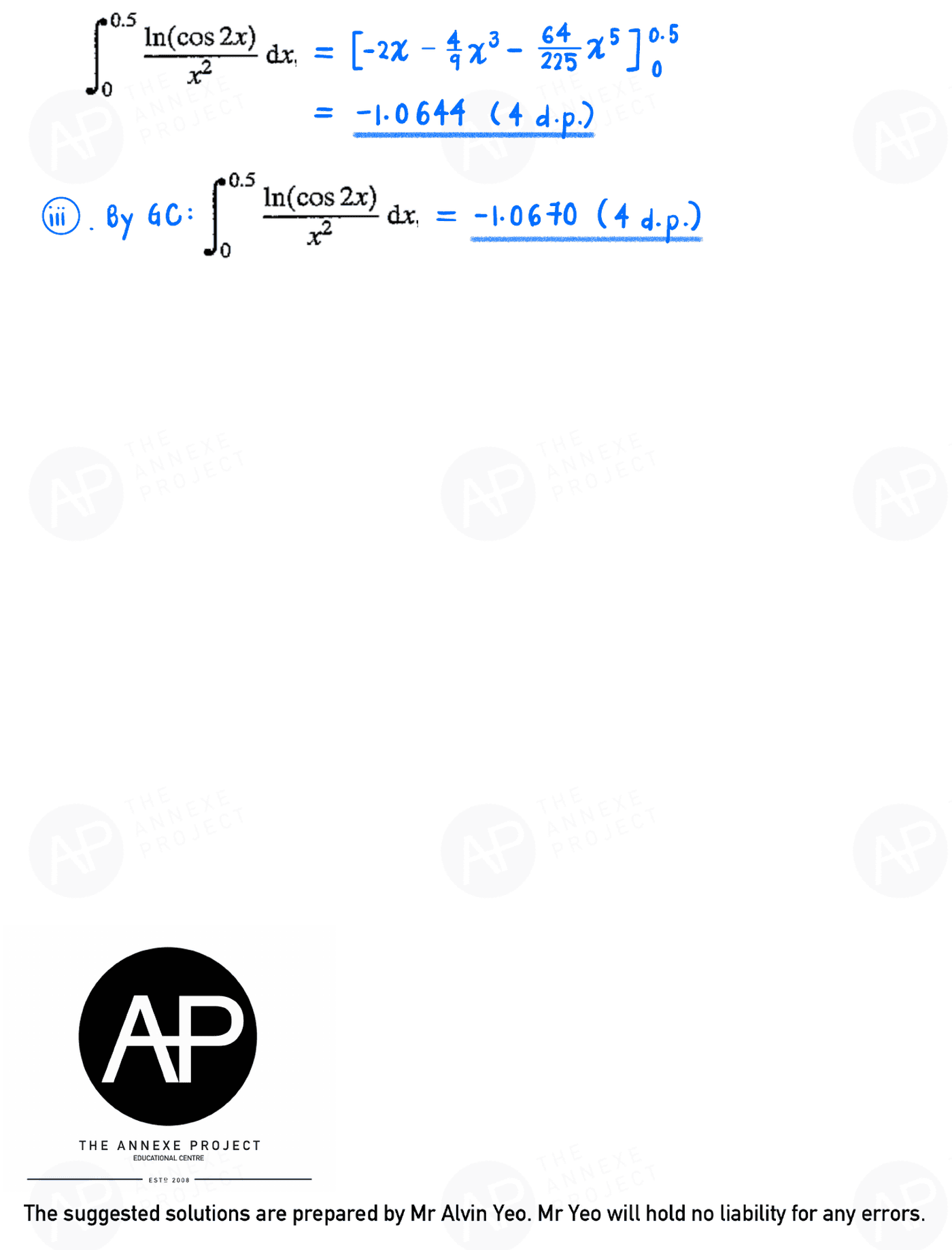2018 GCE A LEVEL H2 MATHEMATICS PAPER 2 SOLUTION 9 2018 A Level H2 Mathematics Paper 2 page 09 fs8