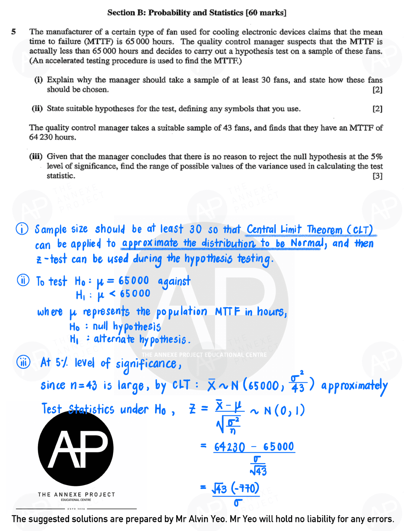 2018 GCE A LEVEL H2 MATHEMATICS PAPER 2 SOLUTION 10 2018 A Level H2 Mathematics Paper 2 page 10 fs8