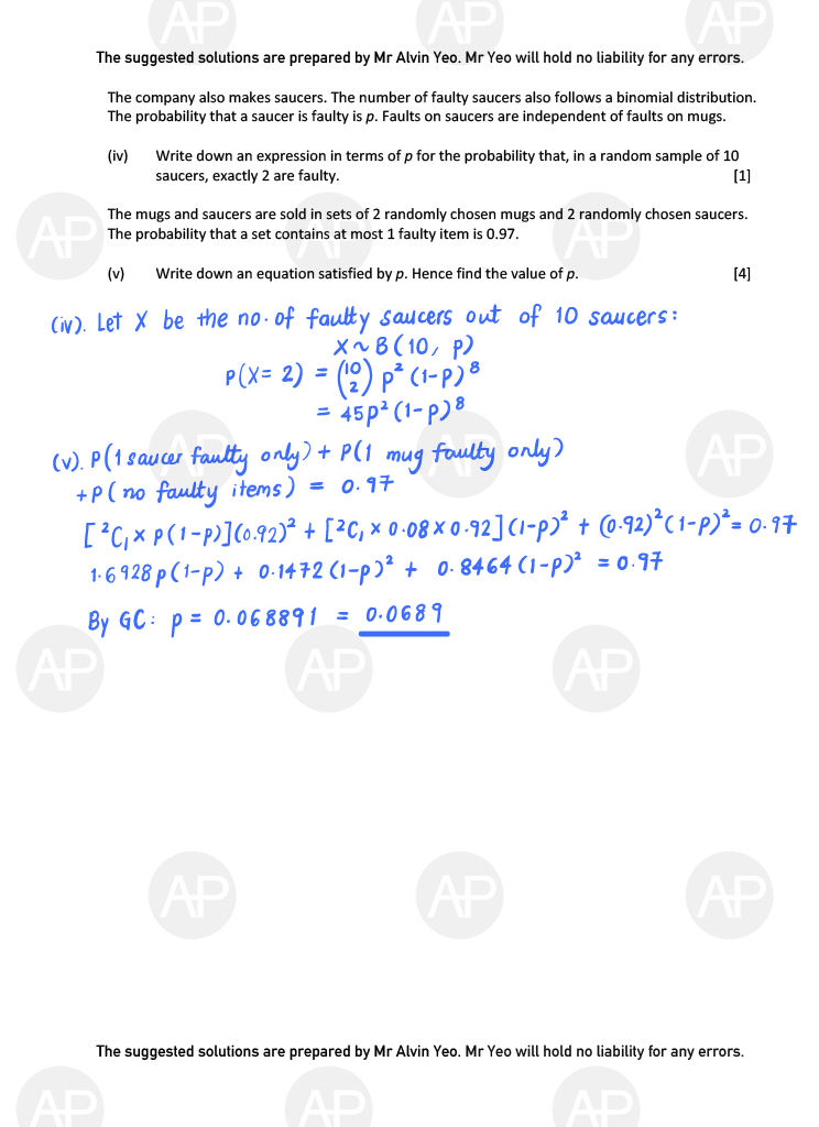 2019 GCE A LEVEL H2 MATHEMATICS PAPER 2 SOLUTION 8 2019 A Level H2 Mathematics Paper 2 The Annexe Project tuition center solution page 8