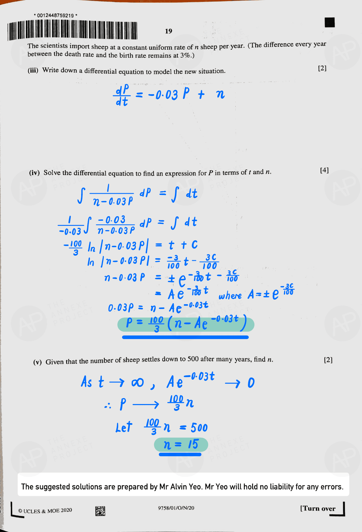 2020 A level H2 Mathematics Paper 1 page 19 fs8