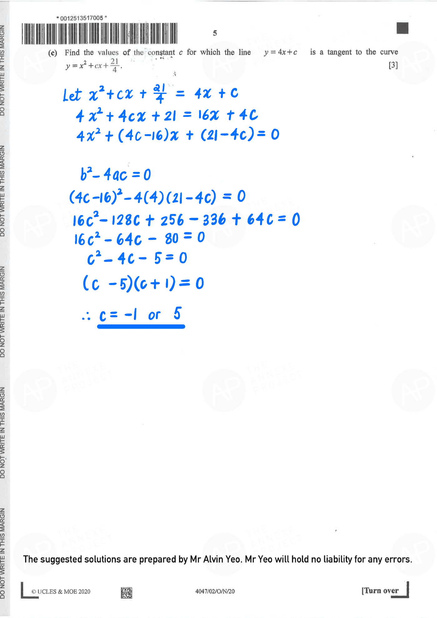 2020 GCE O LEVEL A MATHEMATICS PAPER 2 SOLUTION 3 2020 O Level A Math Paper 2 Solutions page 03 fs8