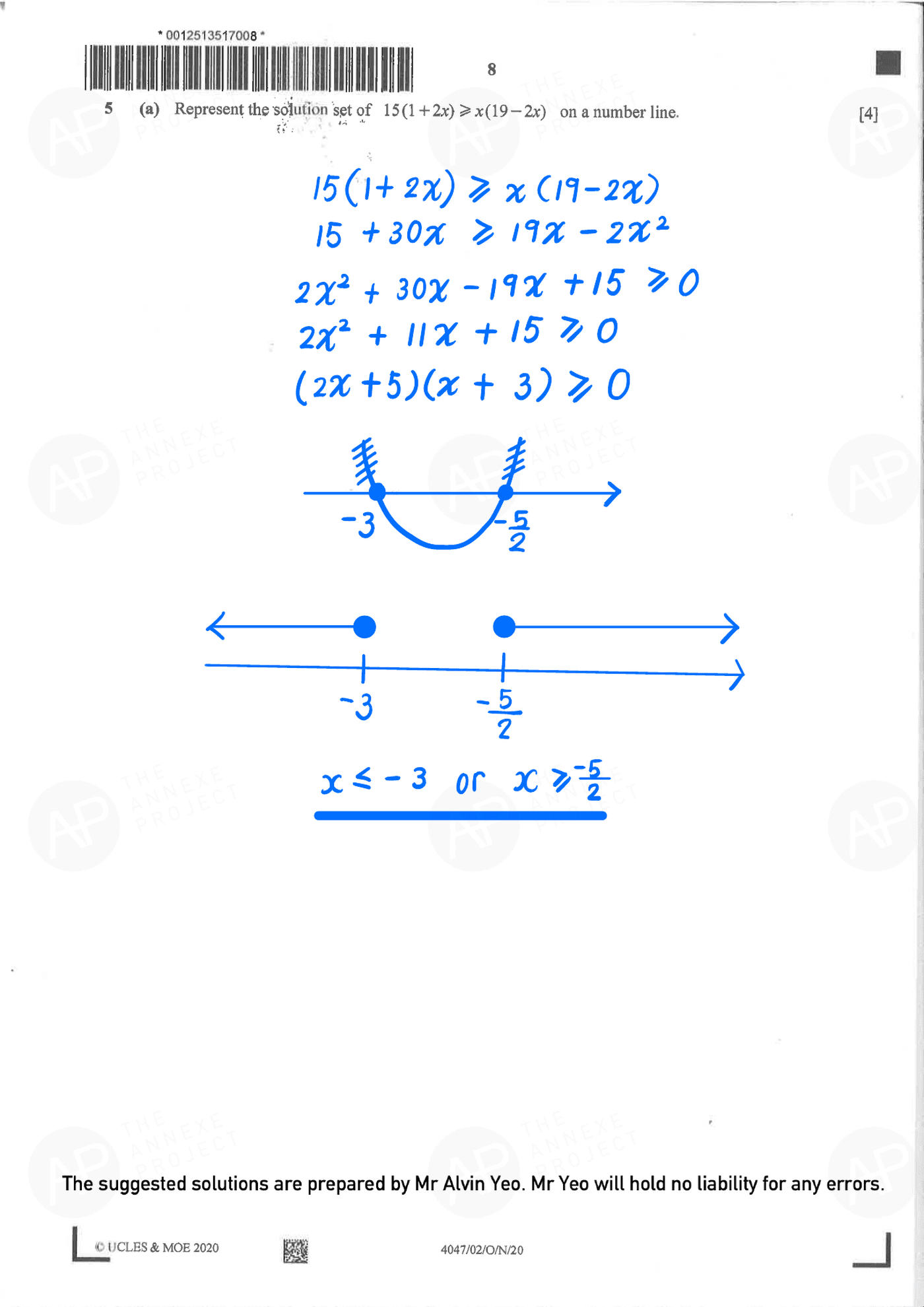 2020 GCE O LEVEL A MATHEMATICS PAPER 2 SOLUTION 6 2020 O Level A Math Paper 2 Solutions page 06 fs8