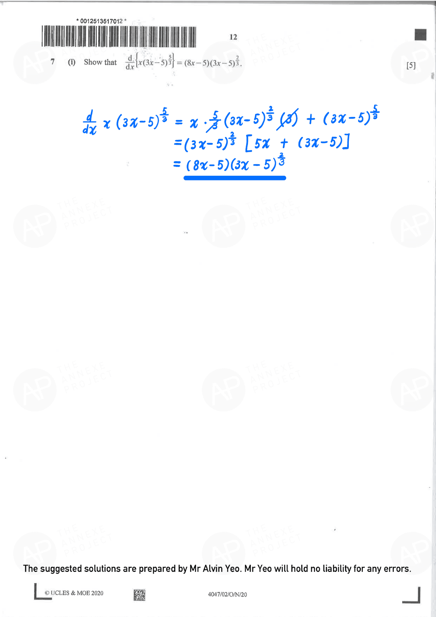 2020 GCE O LEVEL A MATHEMATICS PAPER 2 SOLUTION 10 2020 O Level A Math Paper 2 Solutions page 10 fs8