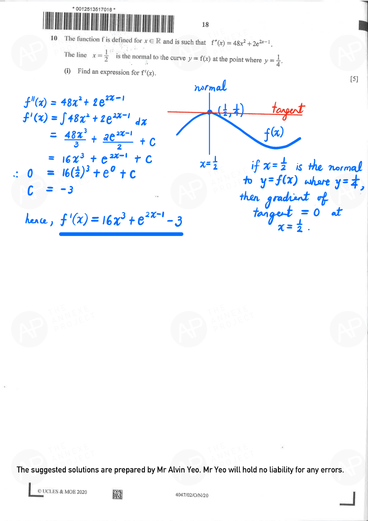 2020 GCE O LEVEL A MATHEMATICS PAPER 2 SOLUTION 16 2020 O Level A Math Paper 2 Solutions page 16 fs8