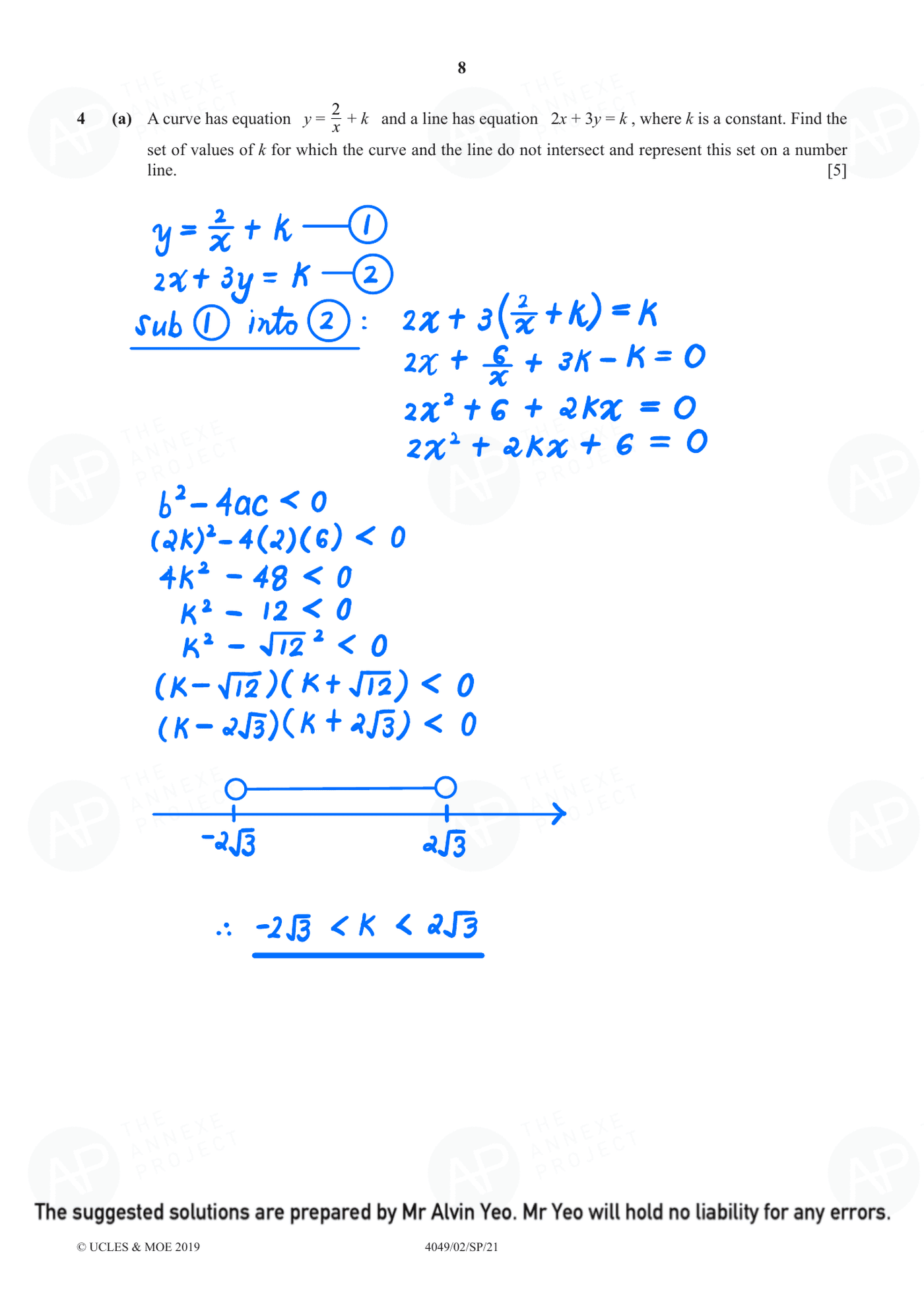 2021 O Level Additional Mathematics Specimen Paper 2 page 08 fs8