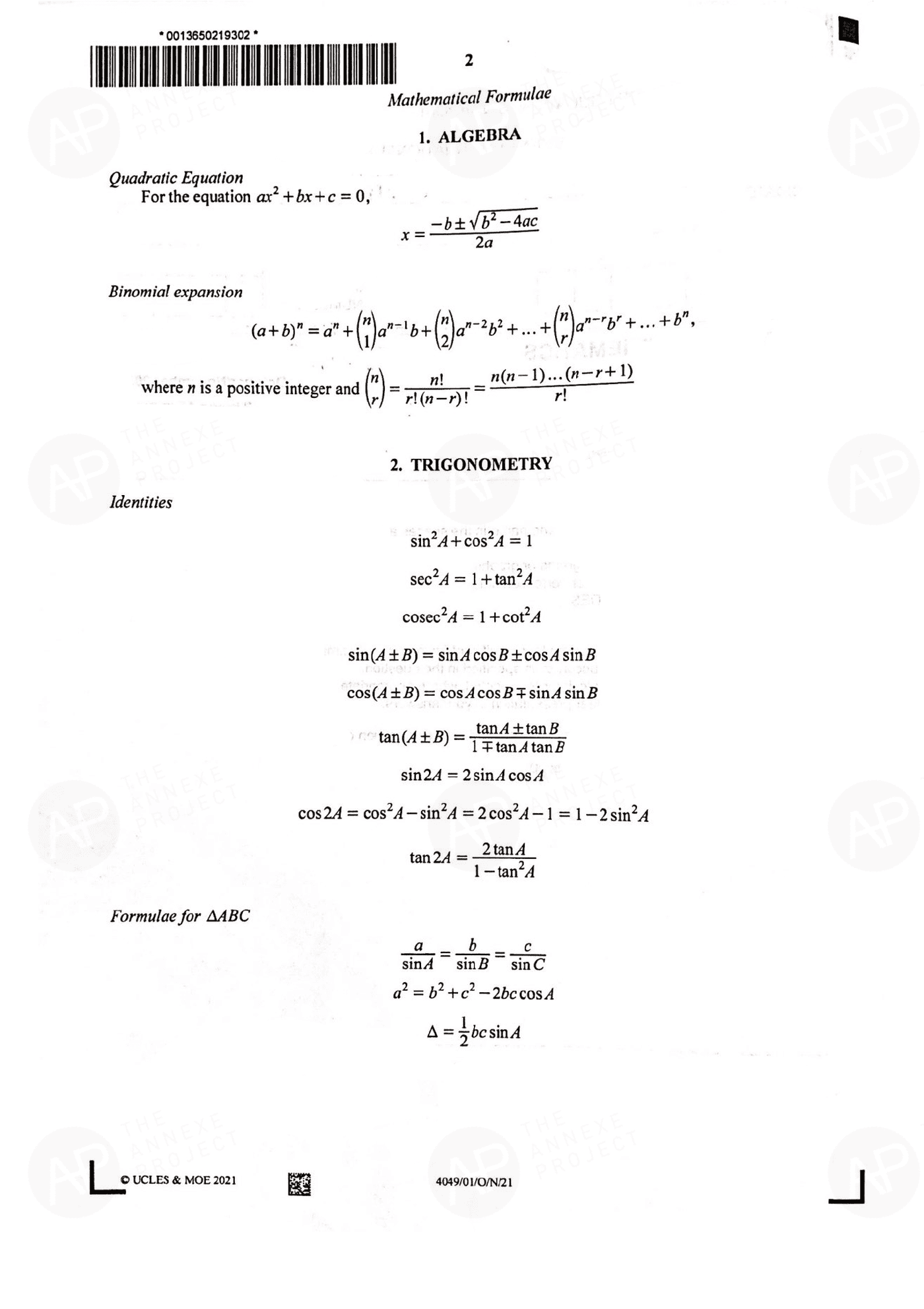 2022 O Level A Math Paper 1 solutions page 02 fs8