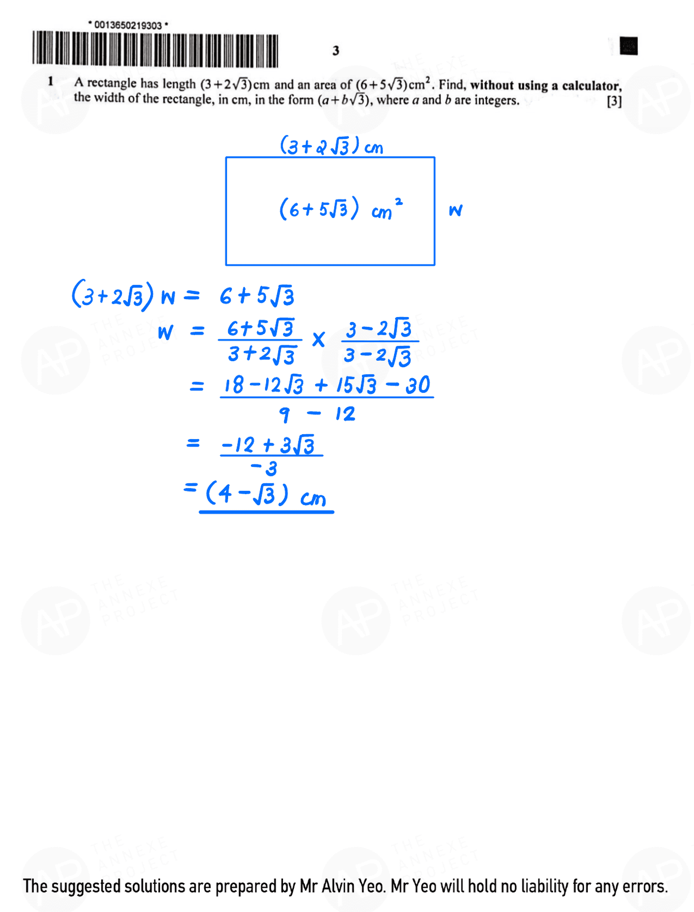 2022 O Level A Math Paper 1 solutions page 03 fs8