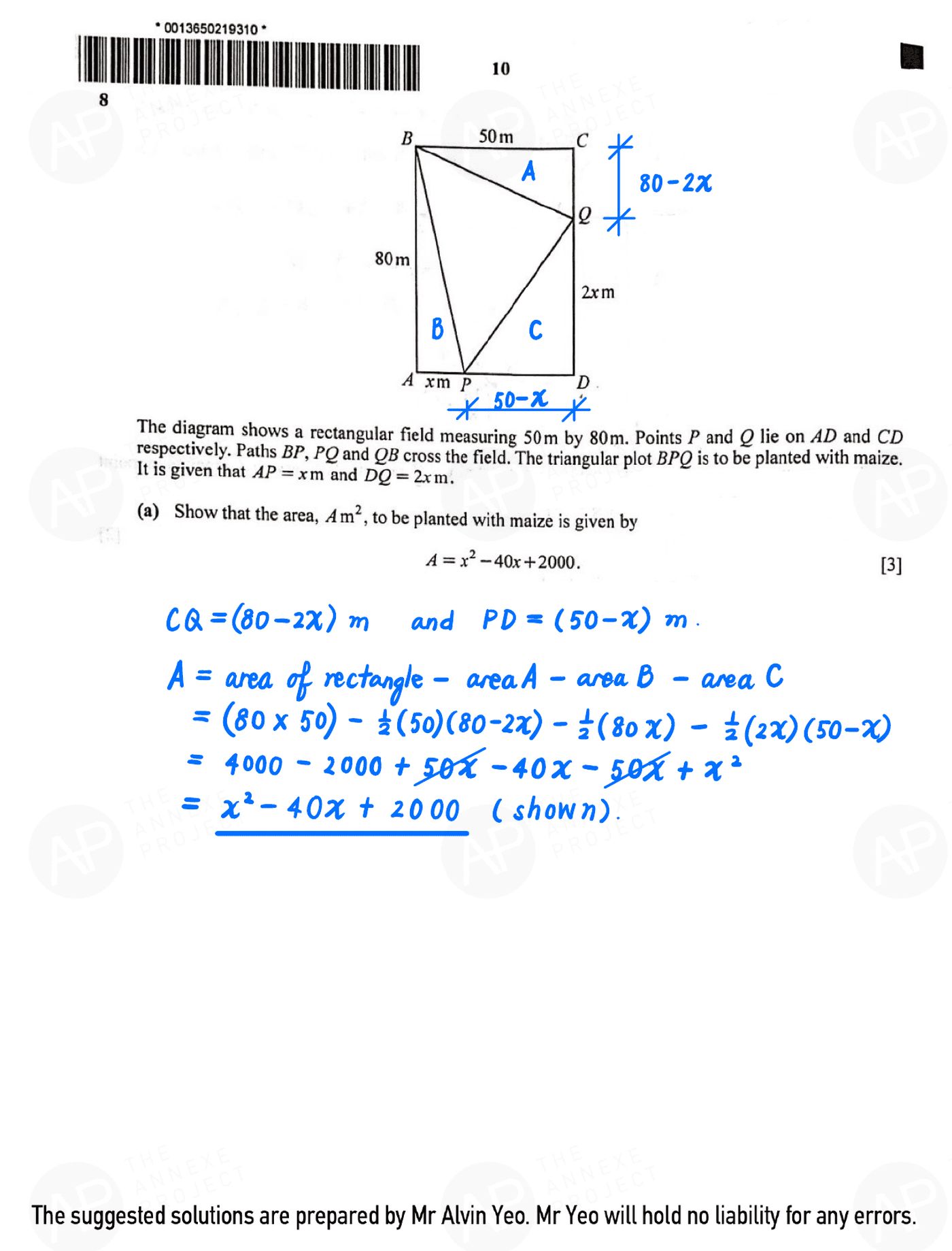 2022 O Level A Math Paper 1 solutions page 10 fs8