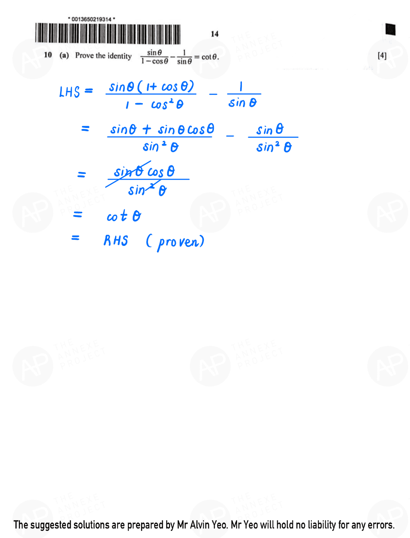 2022 O Level A Math Paper 1 solutions page 14 fs8