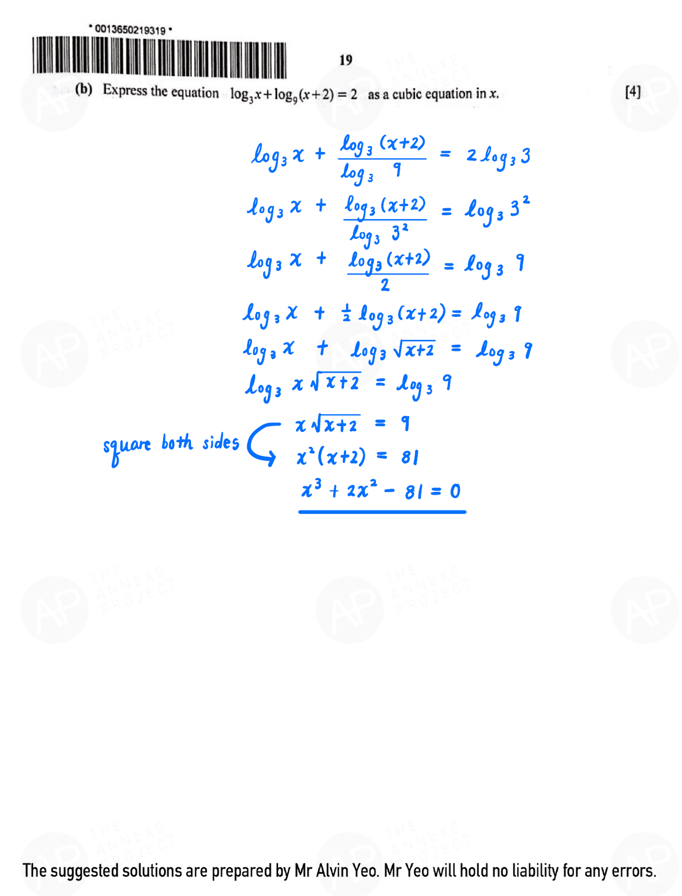 2022 O Level A Math Paper 1 solutions page 19 fs8