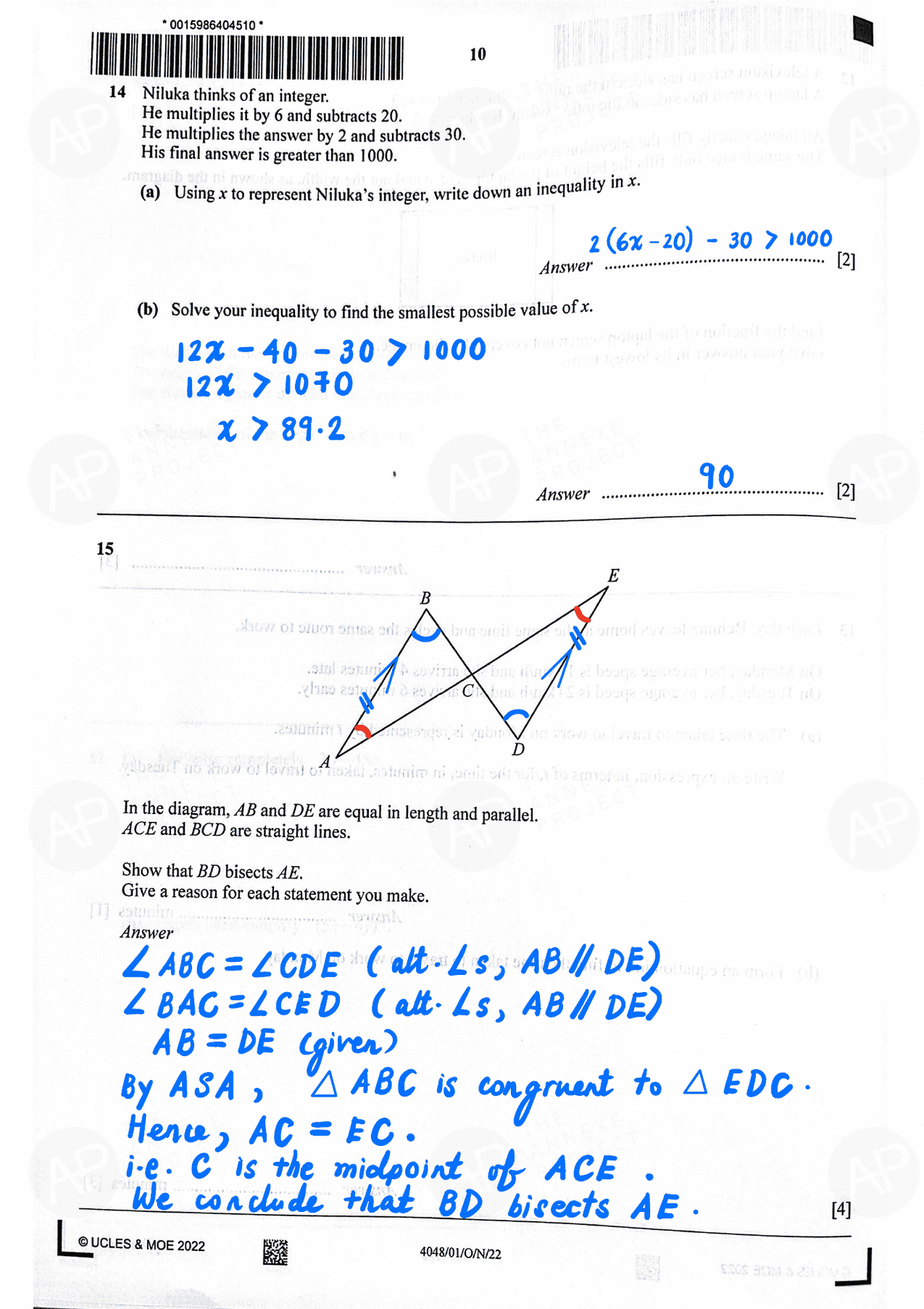 2022 O Level Elementary Mathematics Paper 1 page 10 fs8