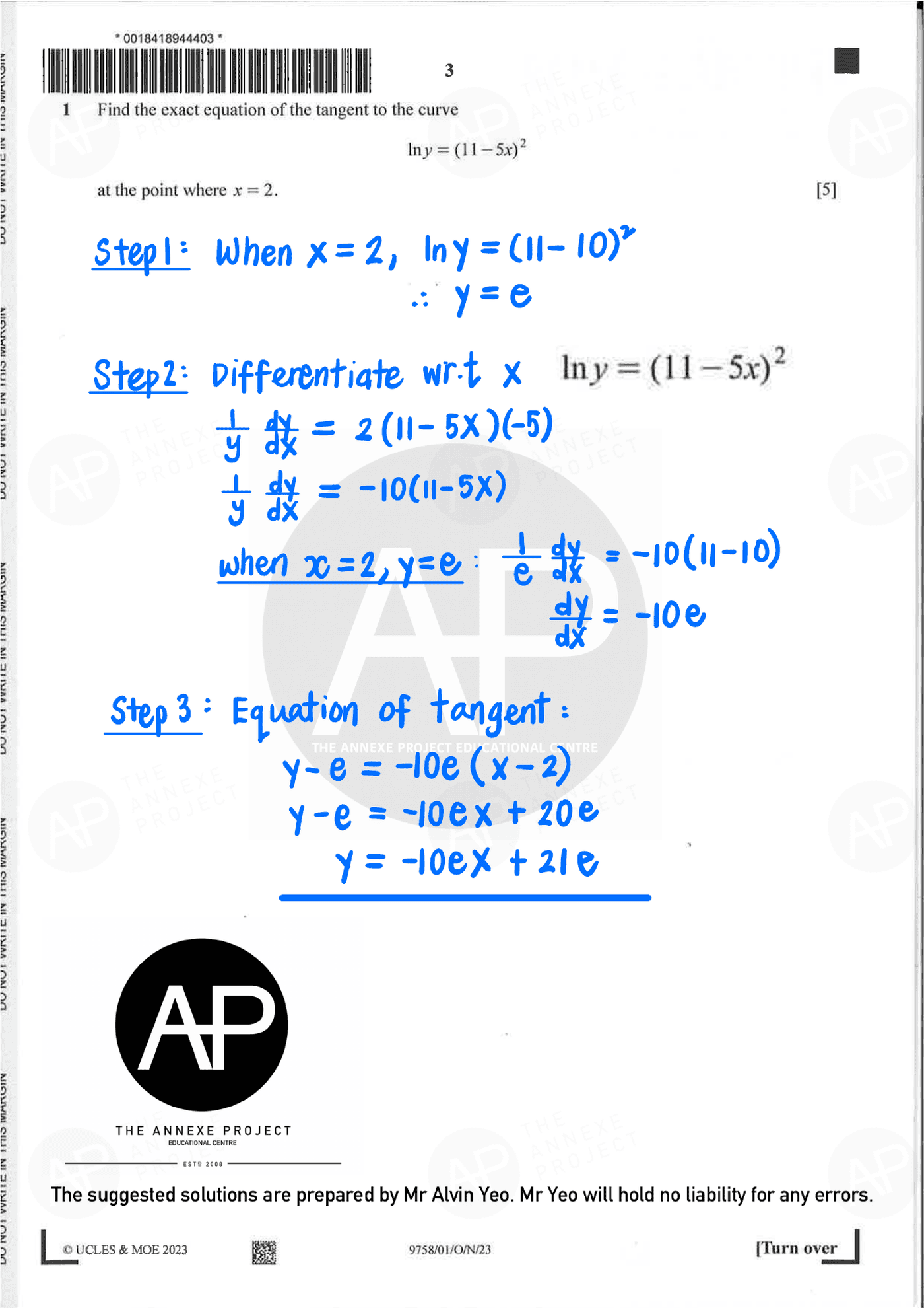 2023 A Level H2 Mathematics Paper 1 Solutions page 03 fs8