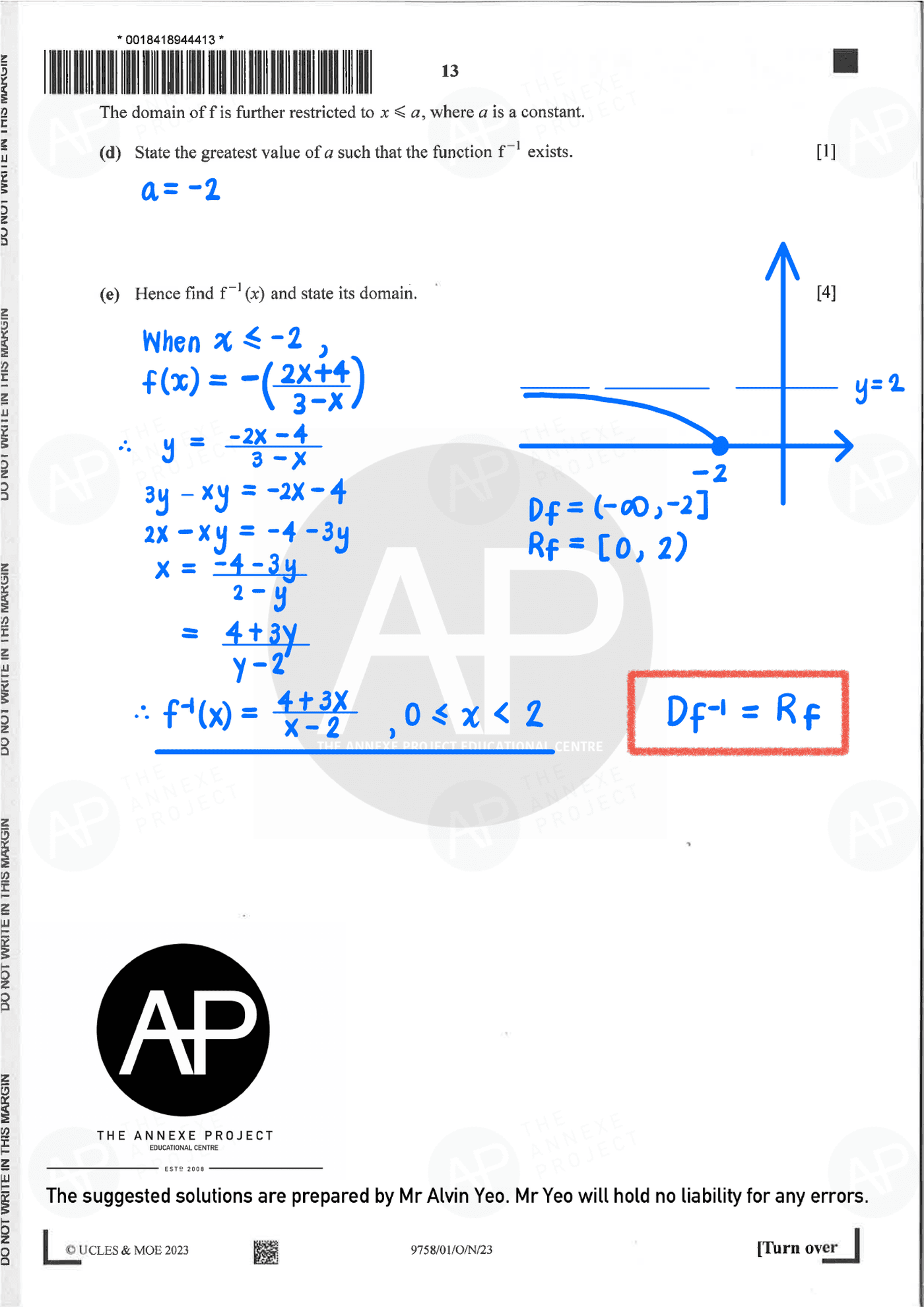 2023 A Level H2 Mathematics Paper 1 Solutions page 13 fs8