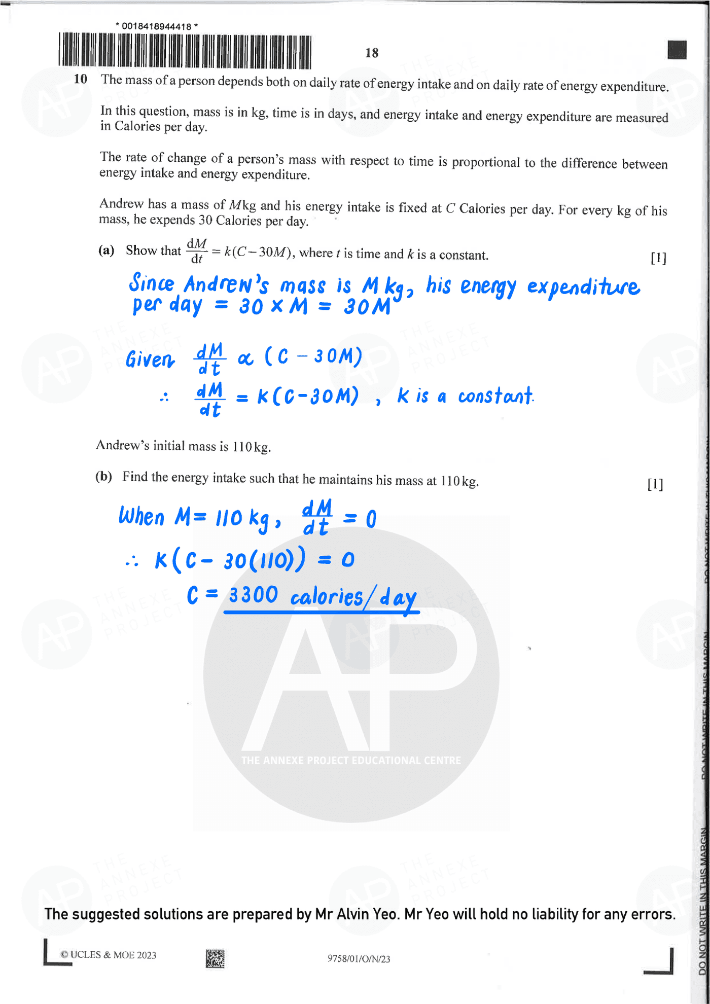 2023 A Level H2 Mathematics Paper 1 Solutions page 18 fs8