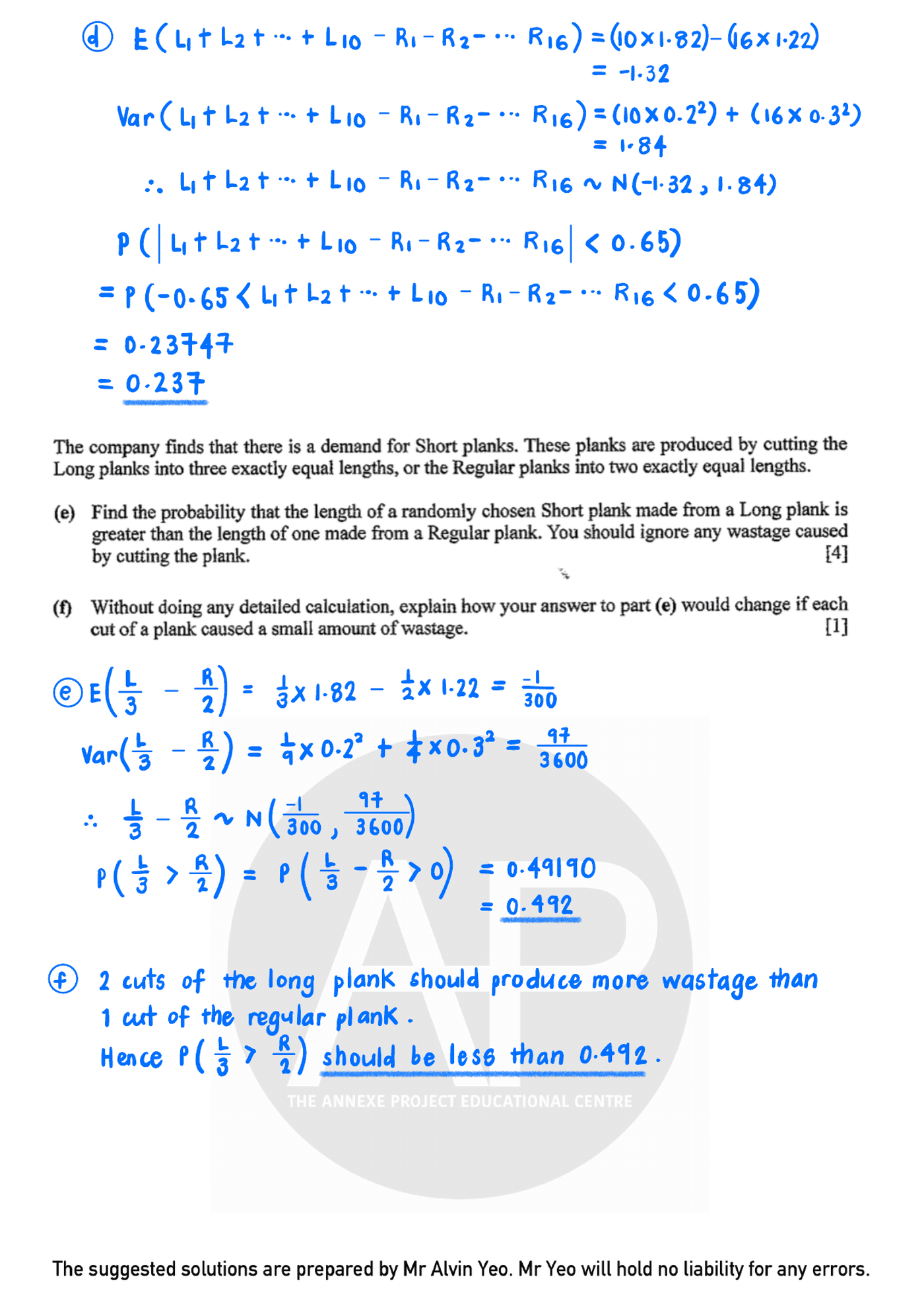 2023 GCE A LEVEL H2 MATHEMATICS PAPER 2 SOLUTION 17 2023 A Level H2 Mathematics Paper 2 page 17