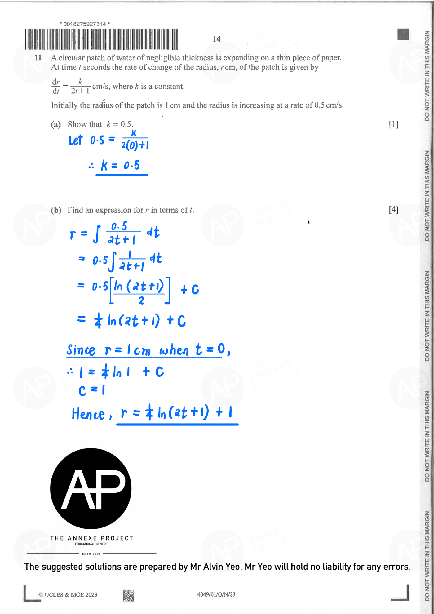 2023 O Level A Math Paper 1 solutions page 14 fs8