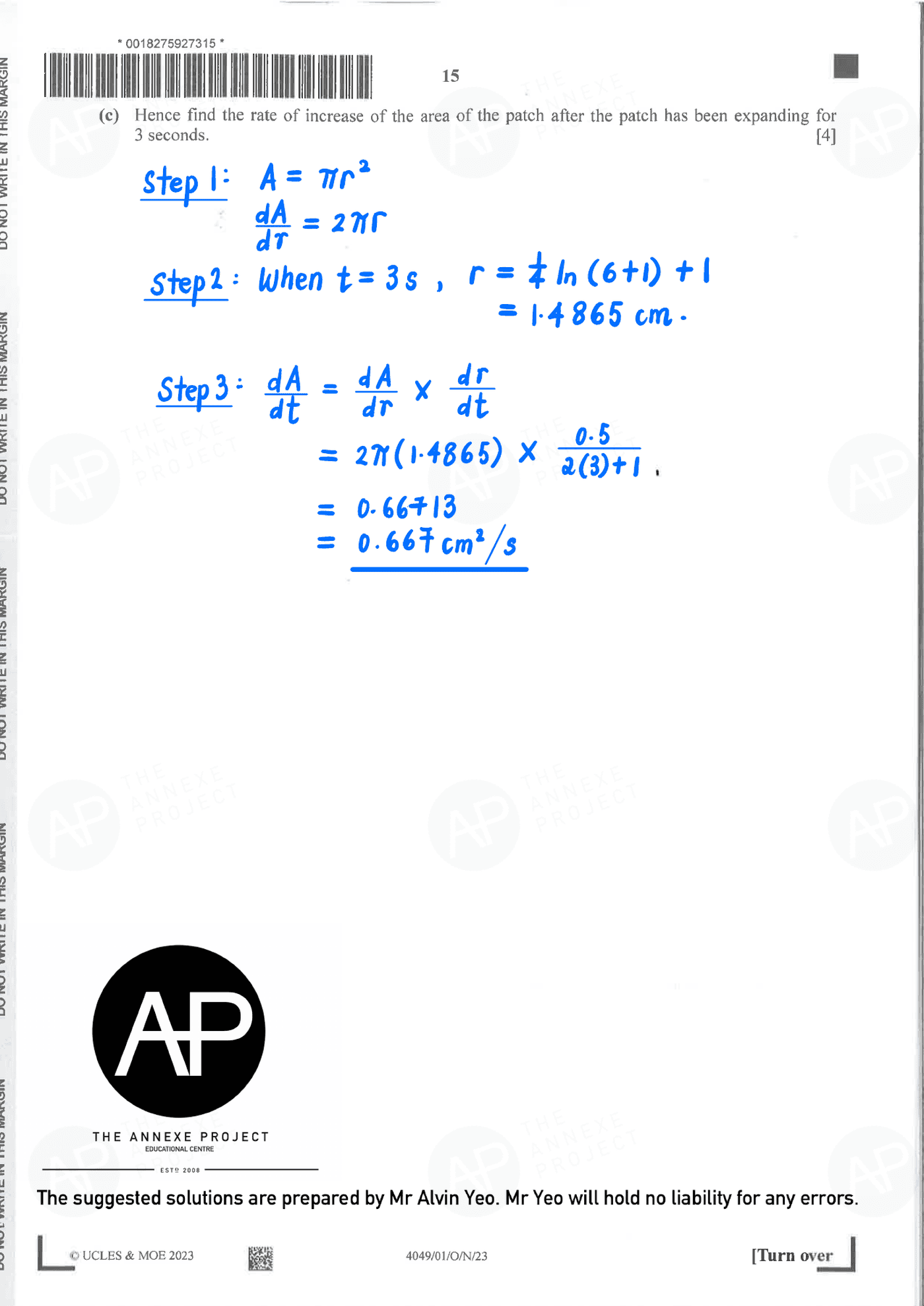 2023 O Level A Math Paper 1 solutions page 15 fs8