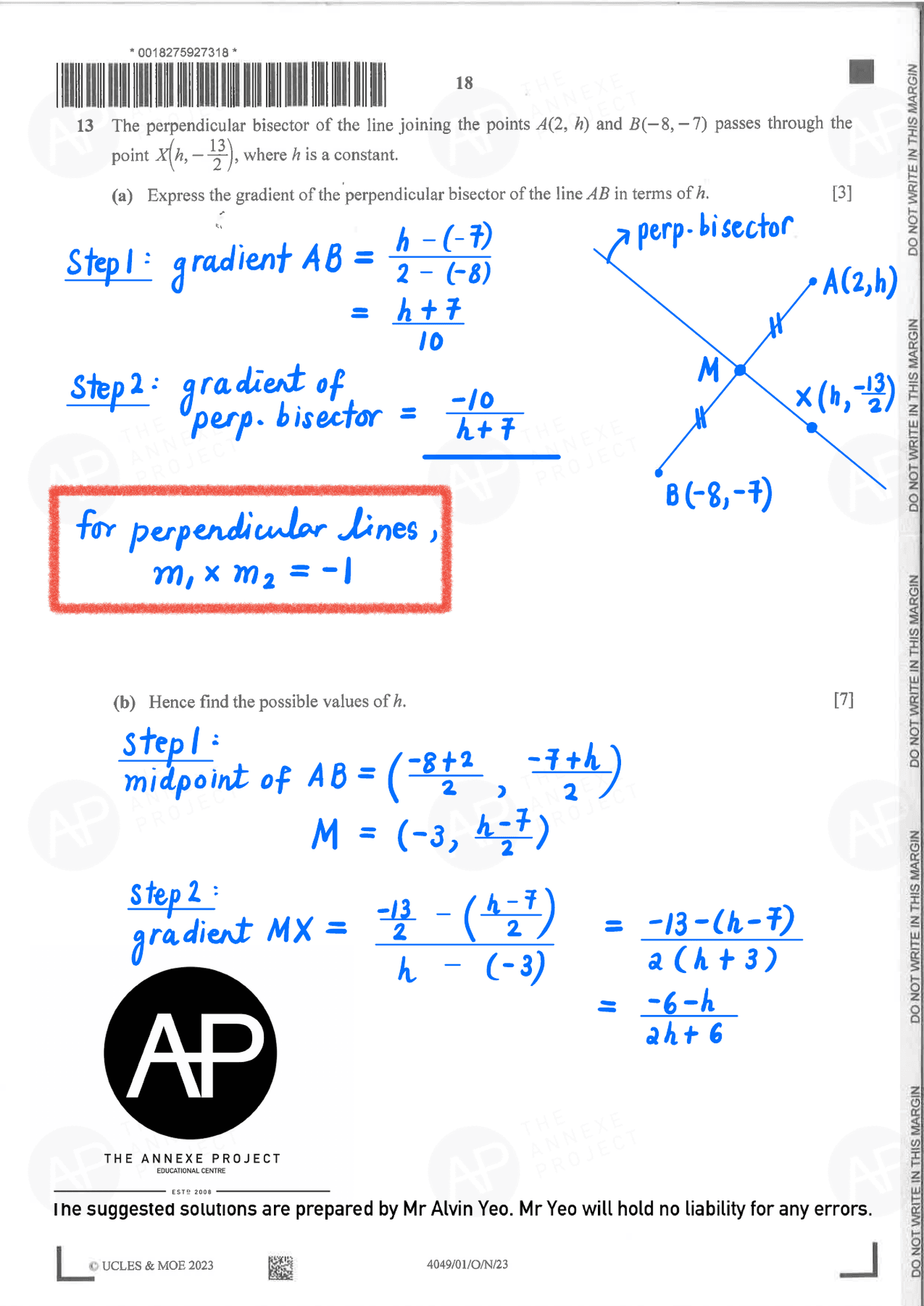 2023 O Level A Math Paper 1 solutions page 18 fs8