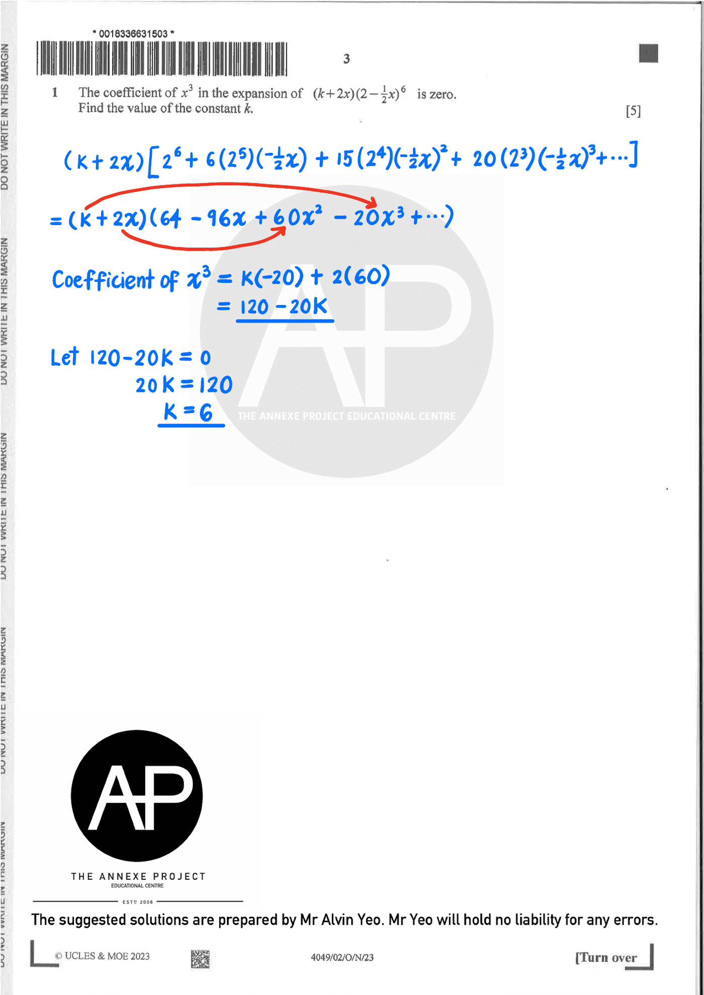 2023 O Level A Math Paper 2 solutions page 03