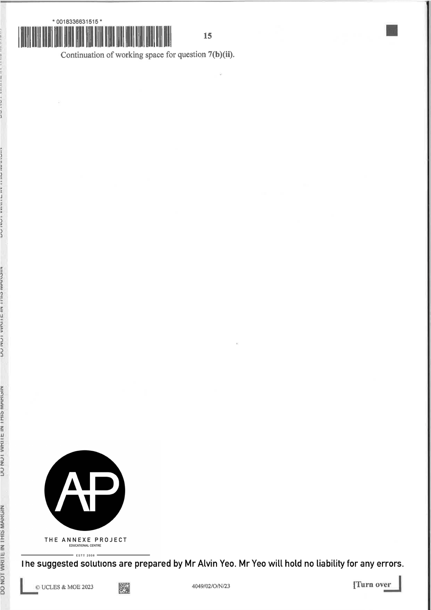 2023 O Level A Math Paper 2 solutions page 15