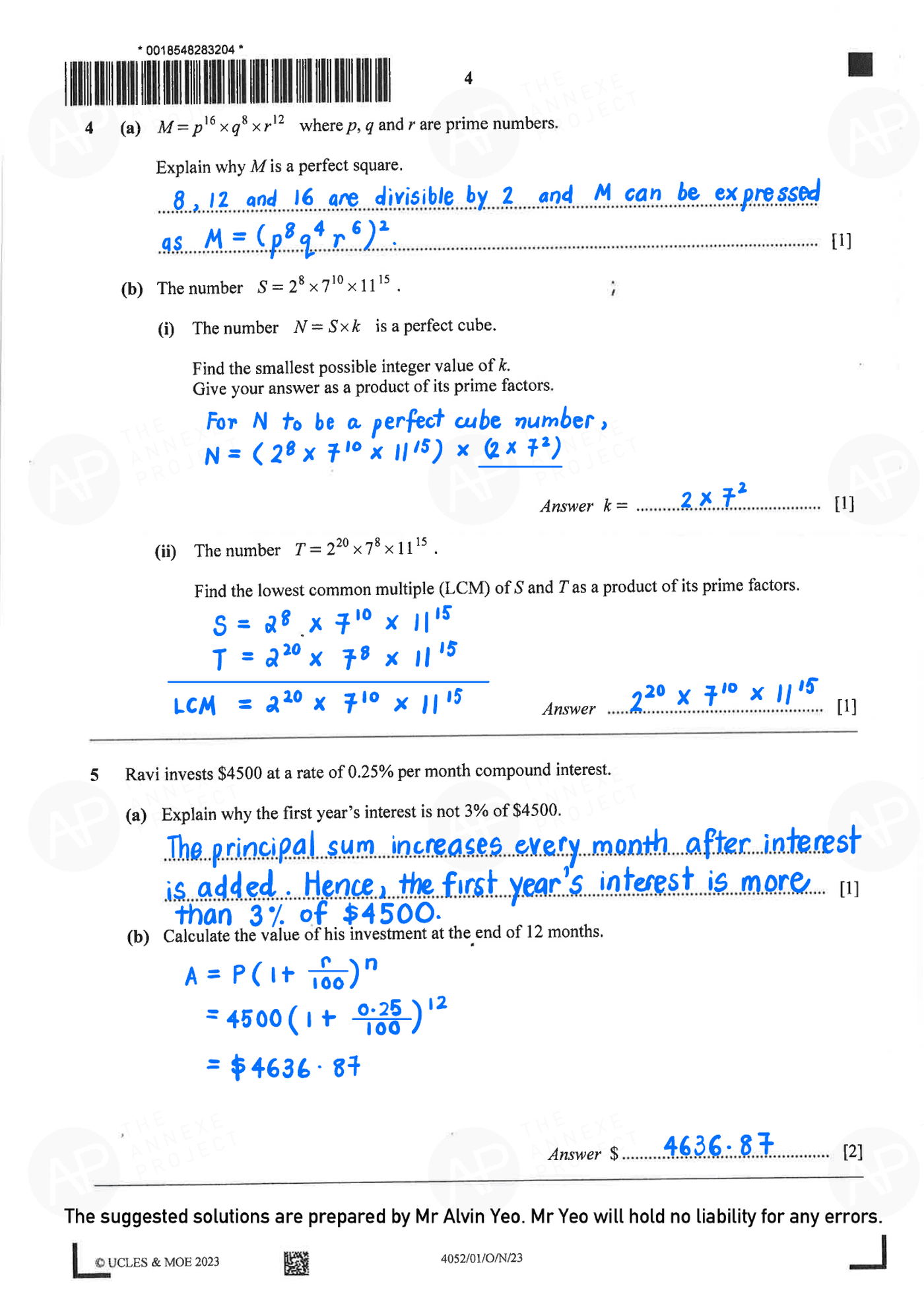 2023 O Level Elementary Mathematics Paper 1 alvin updated page 04 fs8