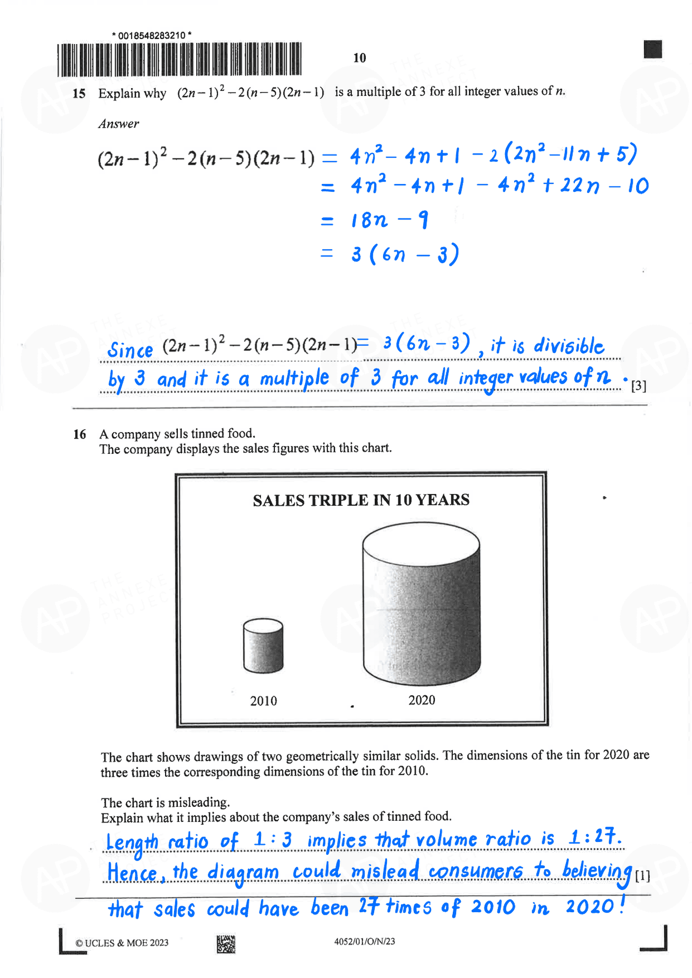 2023 O Level Elementary Mathematics Paper 1 alvin updated page 10 fs8