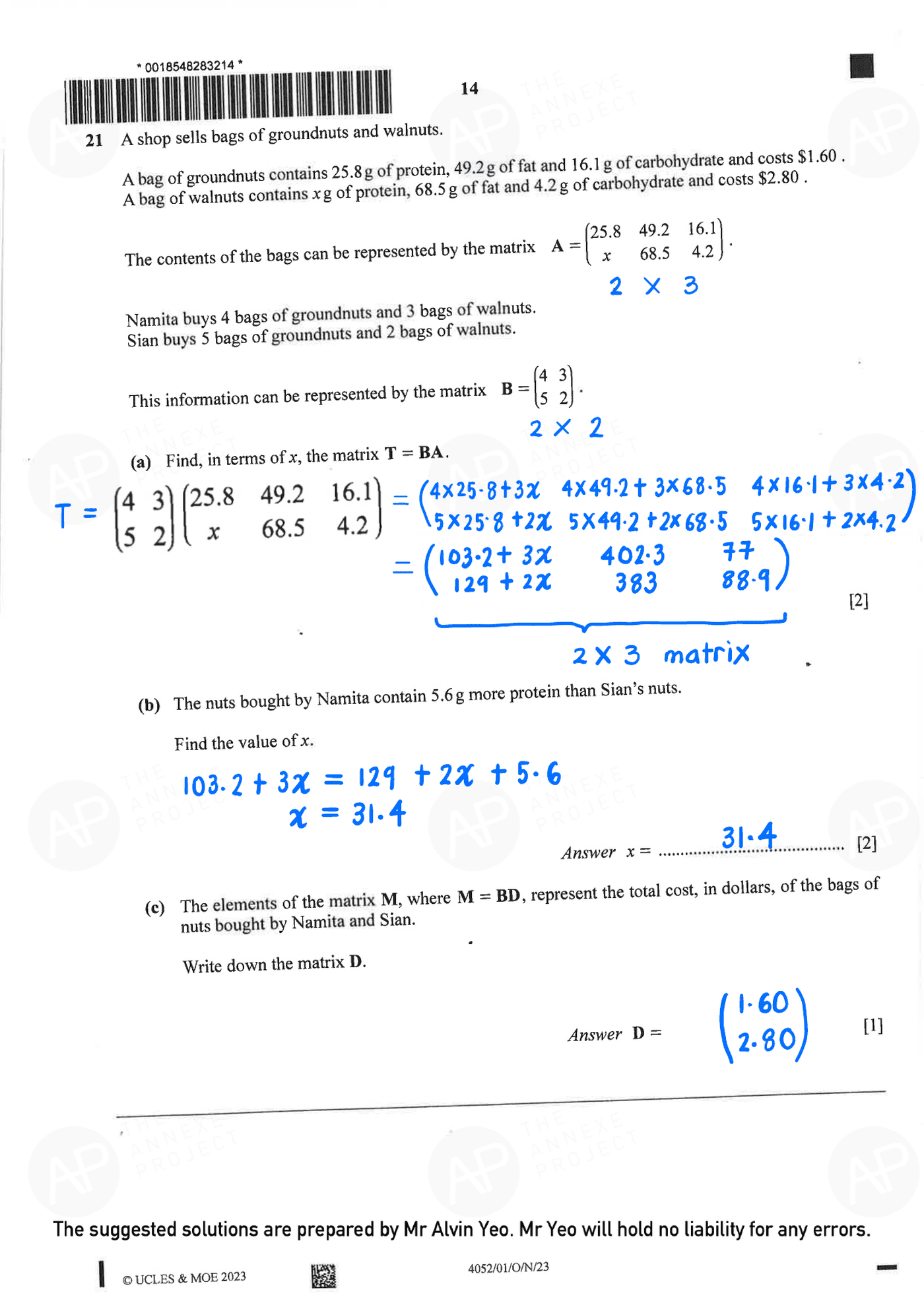 2023 O Level Elementary Mathematics Paper 1 alvin updated page 14 fs8