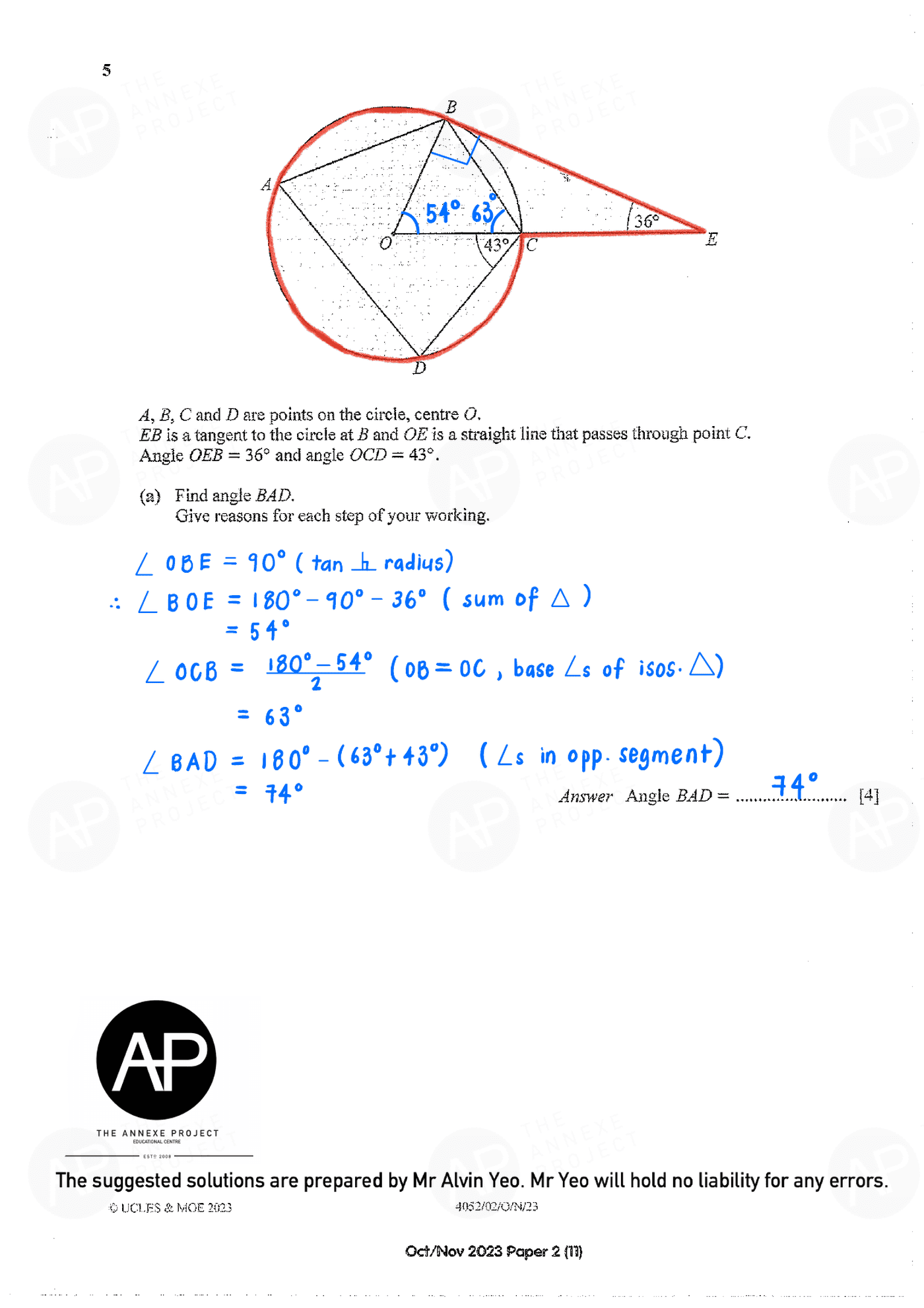 2023 O Level Elementary Mathematics Paper 2 page 10 fs8