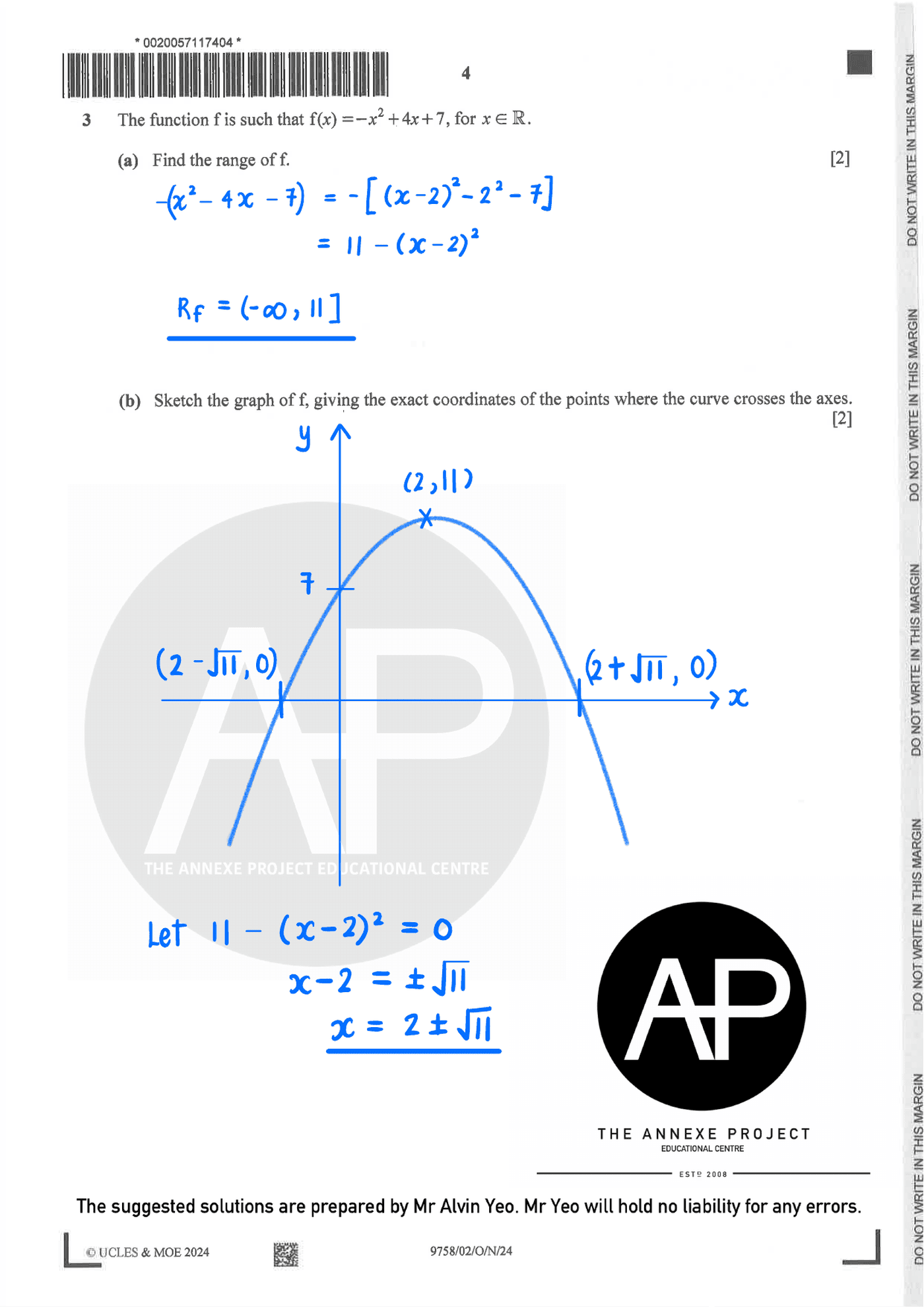 2024 GCE A LEVEL H2 MATHEMATICS PAPER 2 SOLUTION 4 2024 A Level H2 Mathematics Paper 2 page 04