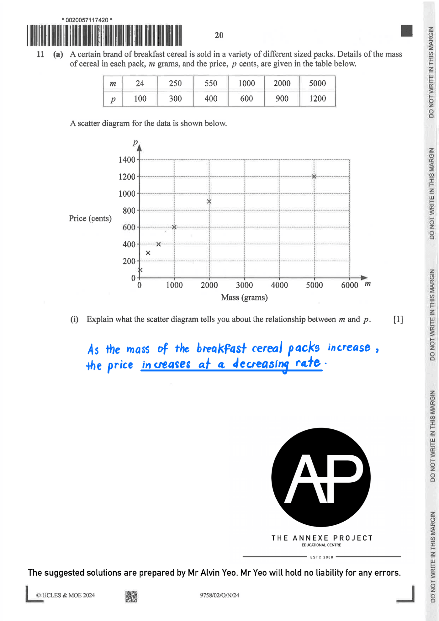 2024 GCE A LEVEL H2 MATHEMATICS PAPER 2 SOLUTION 21 2024 A Level H2 Mathematics Paper 2 page 20