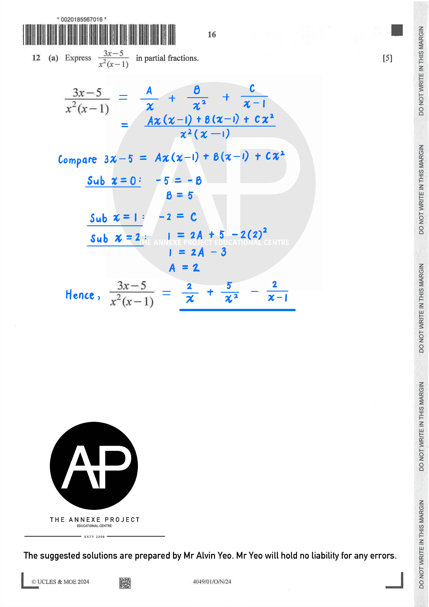 2024 O Level A Math Paper 1 Solutions page 16