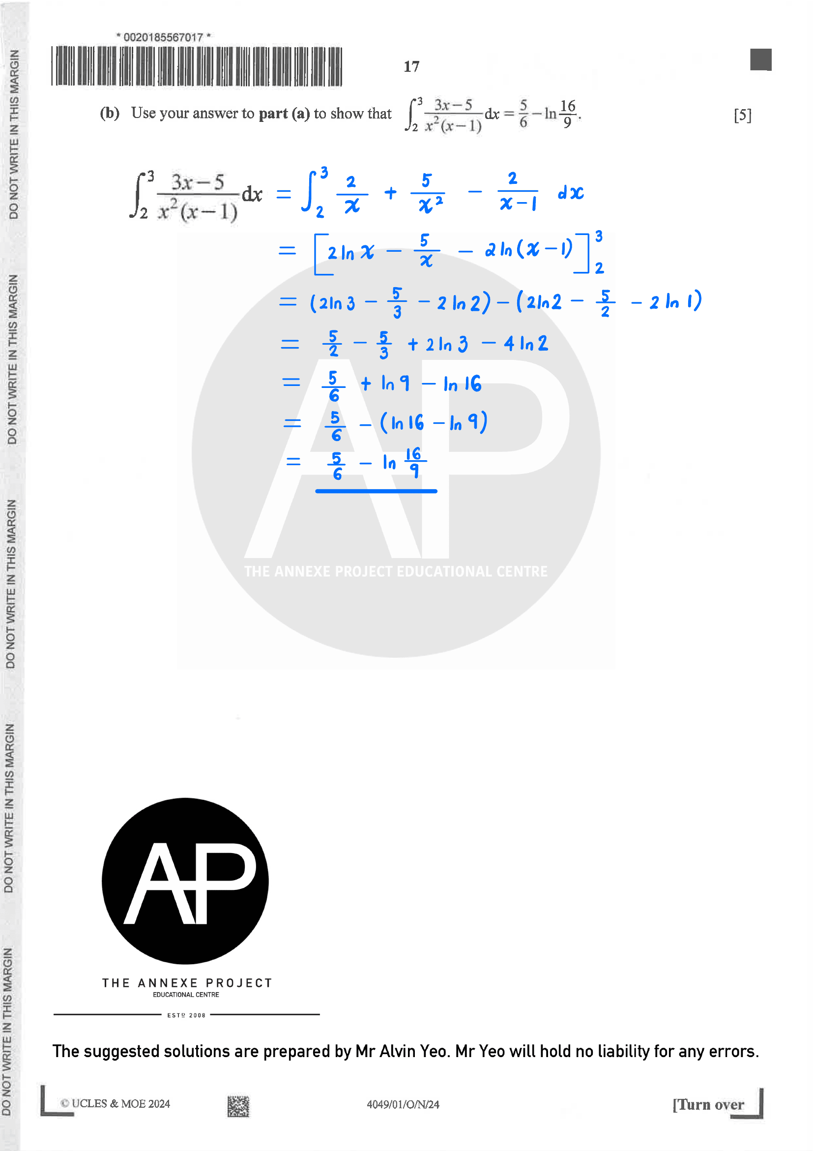 2024 O Level A Math Paper 1 Solutions page 17