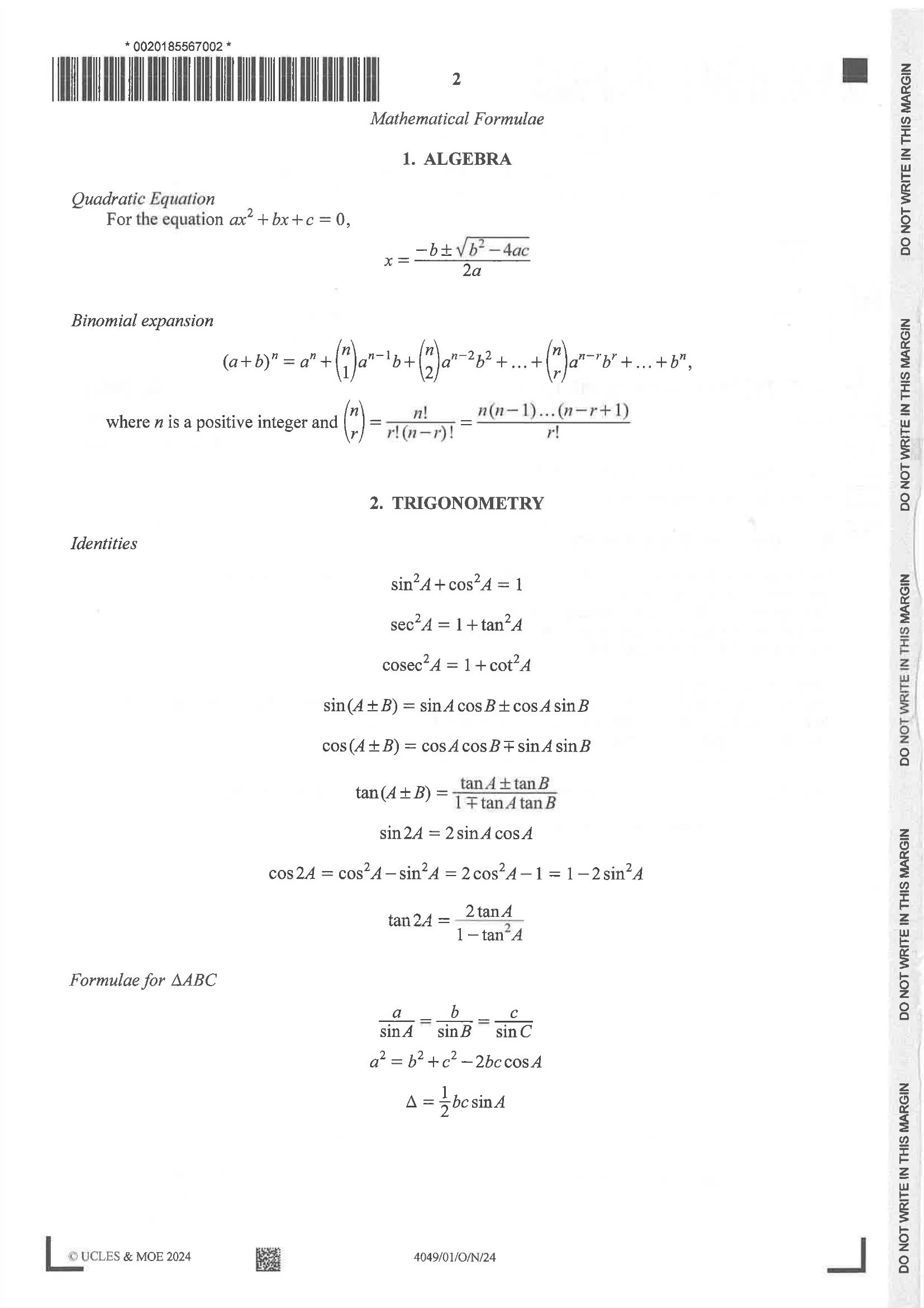 2024 O Level A Math Paper 1 Solutions page 2