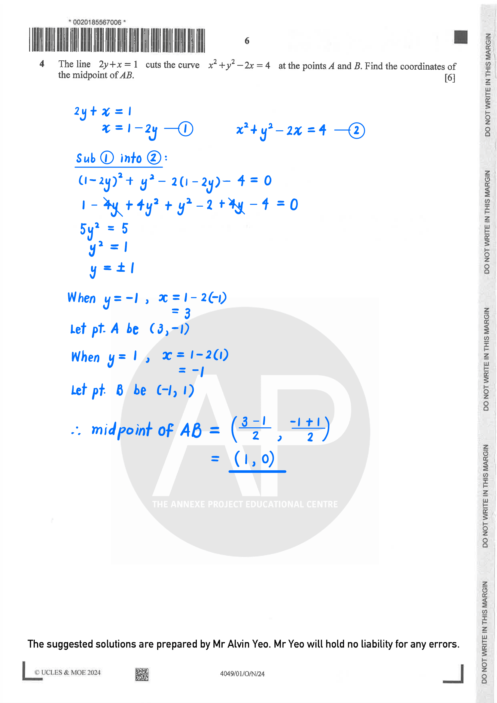 2024 O Level A Math Paper 1 Solutions page 6