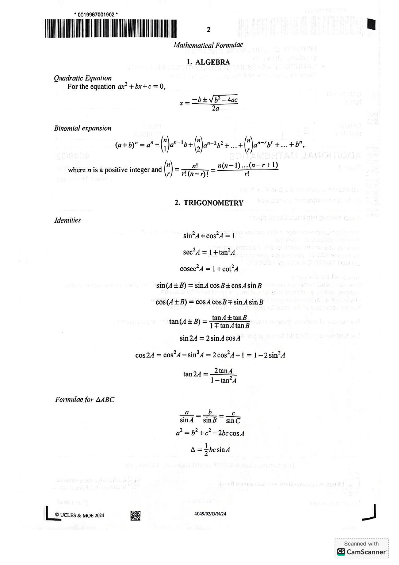2024 O Level A Math Paper 2 Solutions page 02