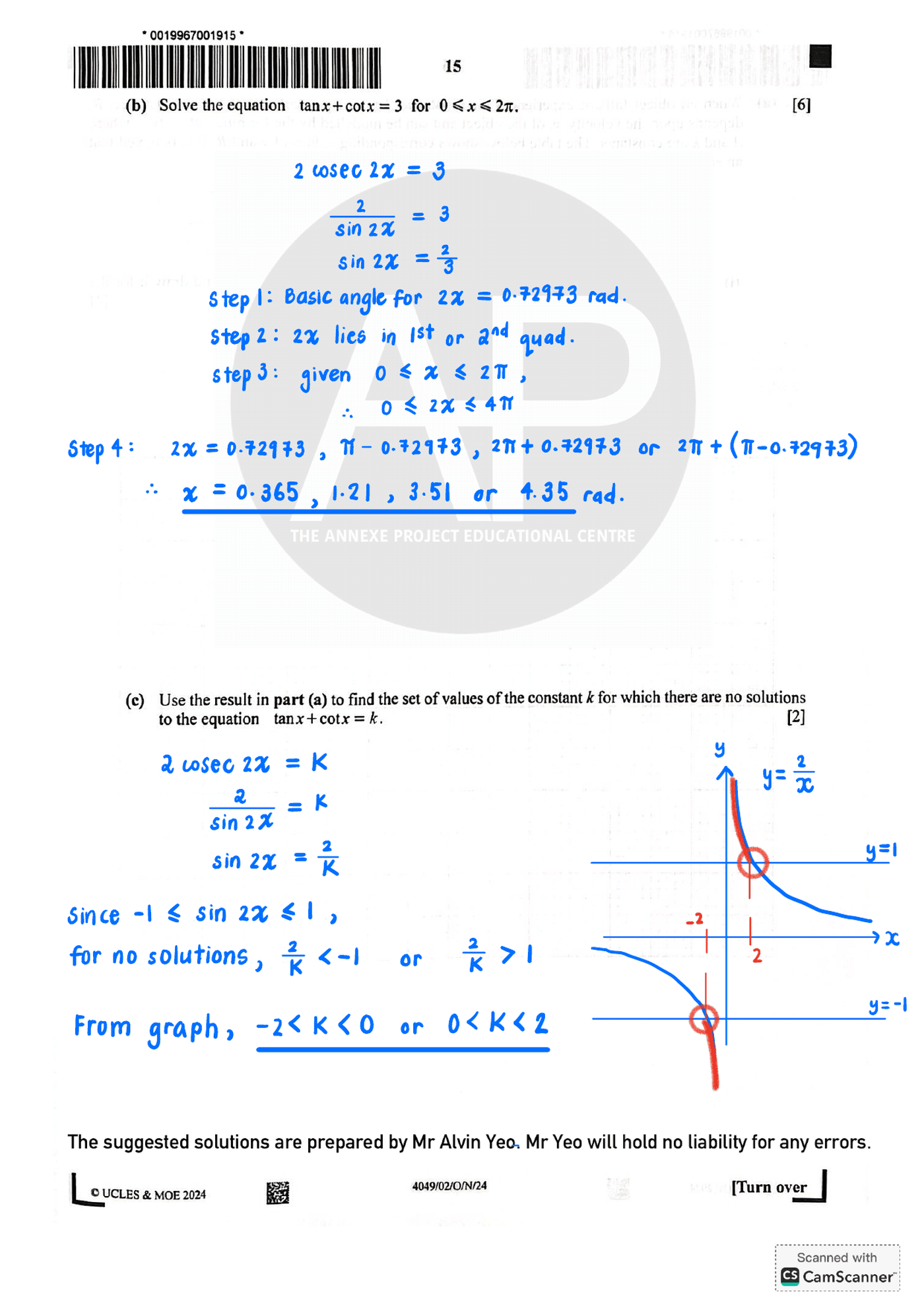 2024 O Level A Math Paper 2 Solutions page 15
