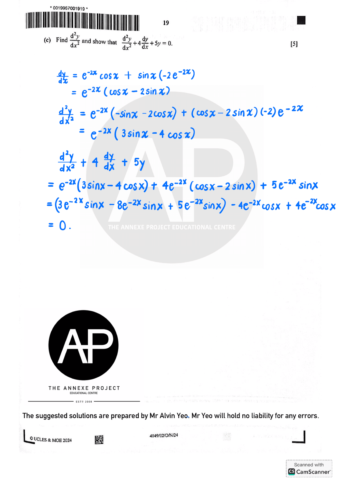 2024 O Level A Math Paper 2 Solutions page 19