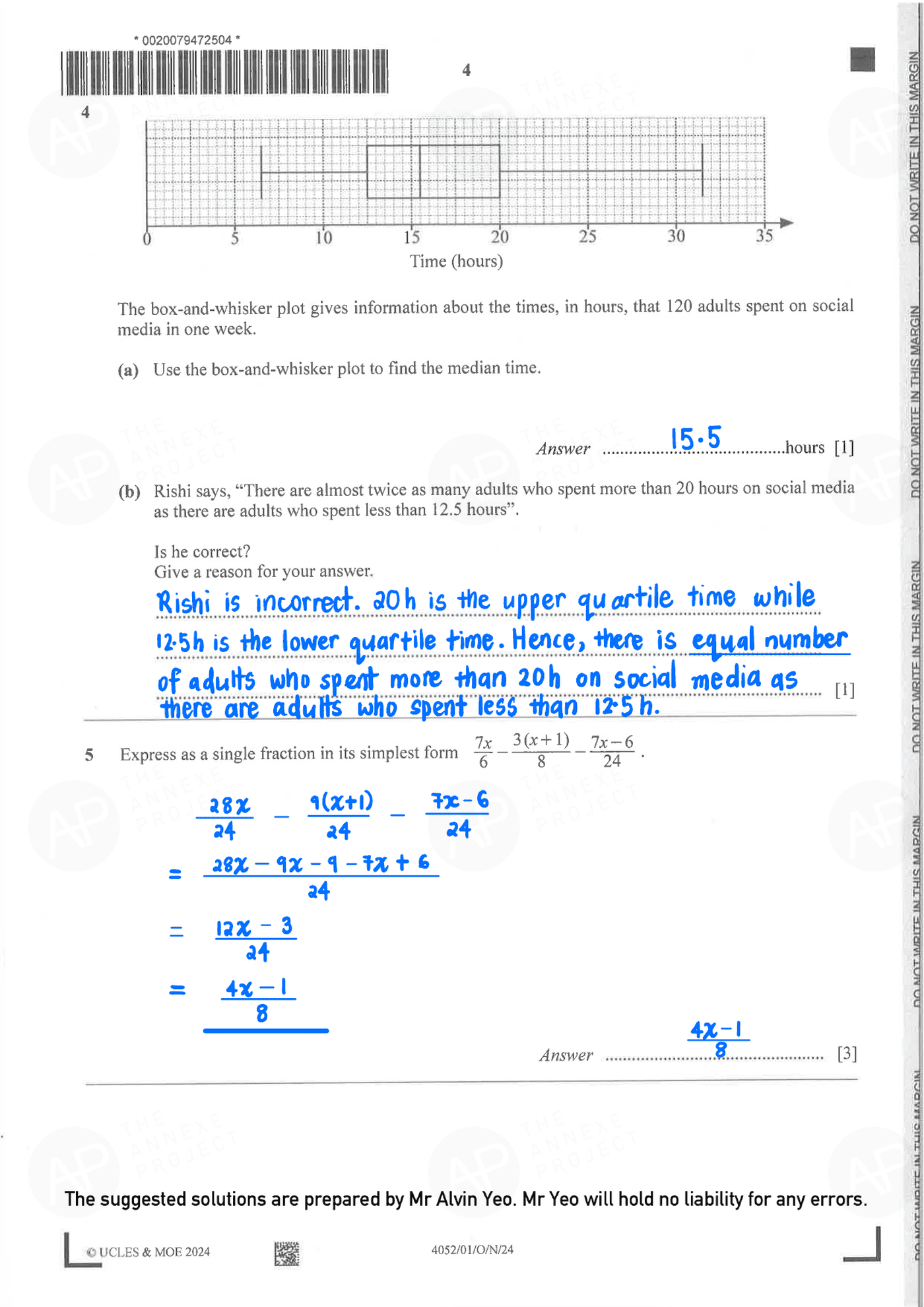 2024 O Level Elementary Mathematics Paper 1 Solutions page 04 fs8