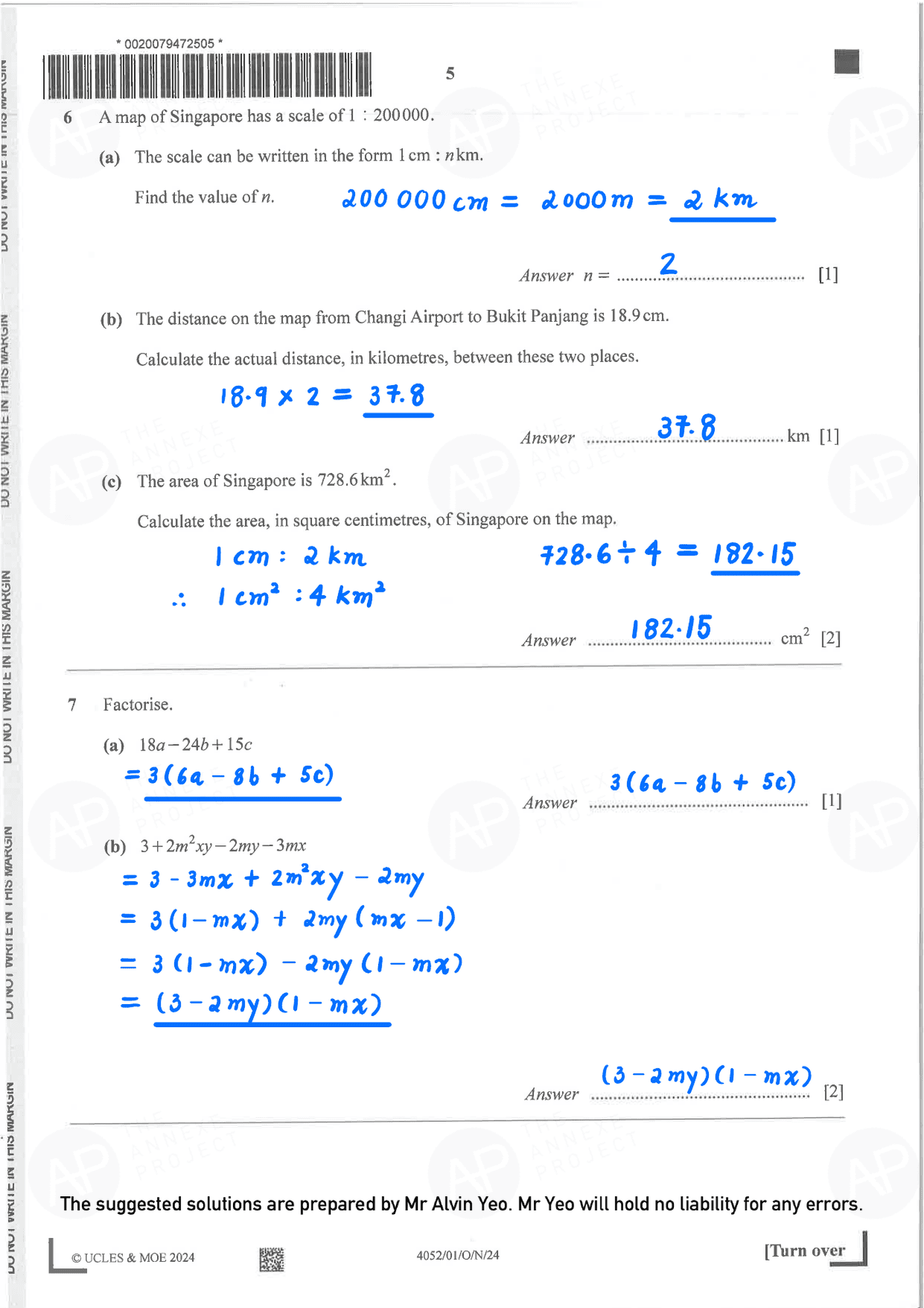 2024 O Level Elementary Mathematics Paper 1 Solutions page 05 fs8