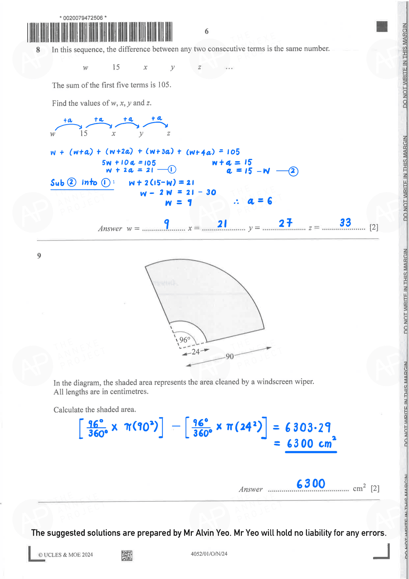 2024 O Level Elementary Mathematics Paper 1 Solutions page 06 fs8