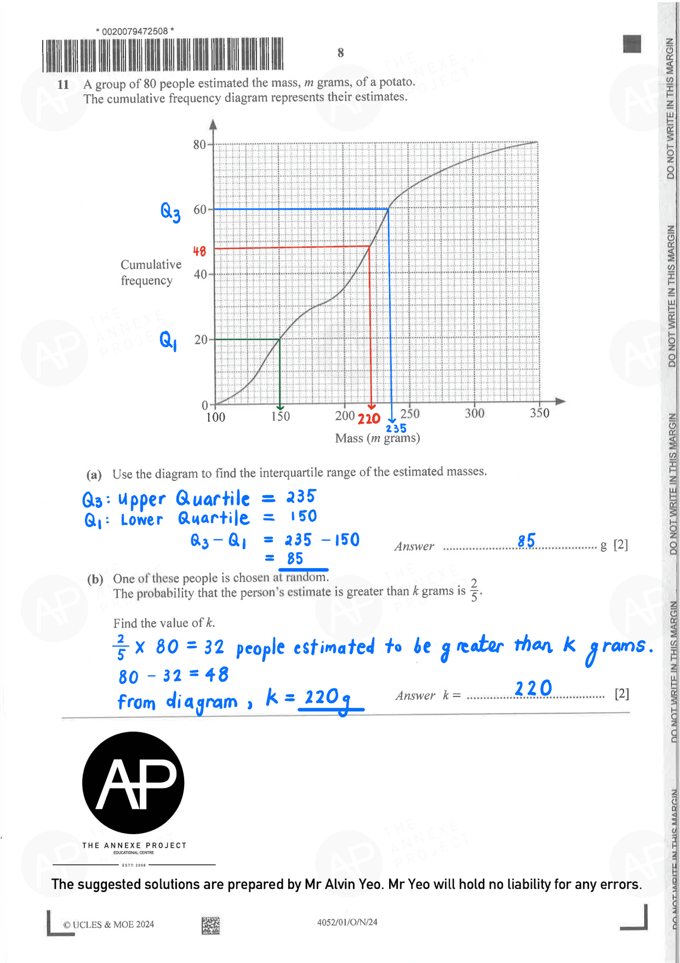 2024 O Level Elementary Mathematics Paper 1 Solutions page 08 fs8