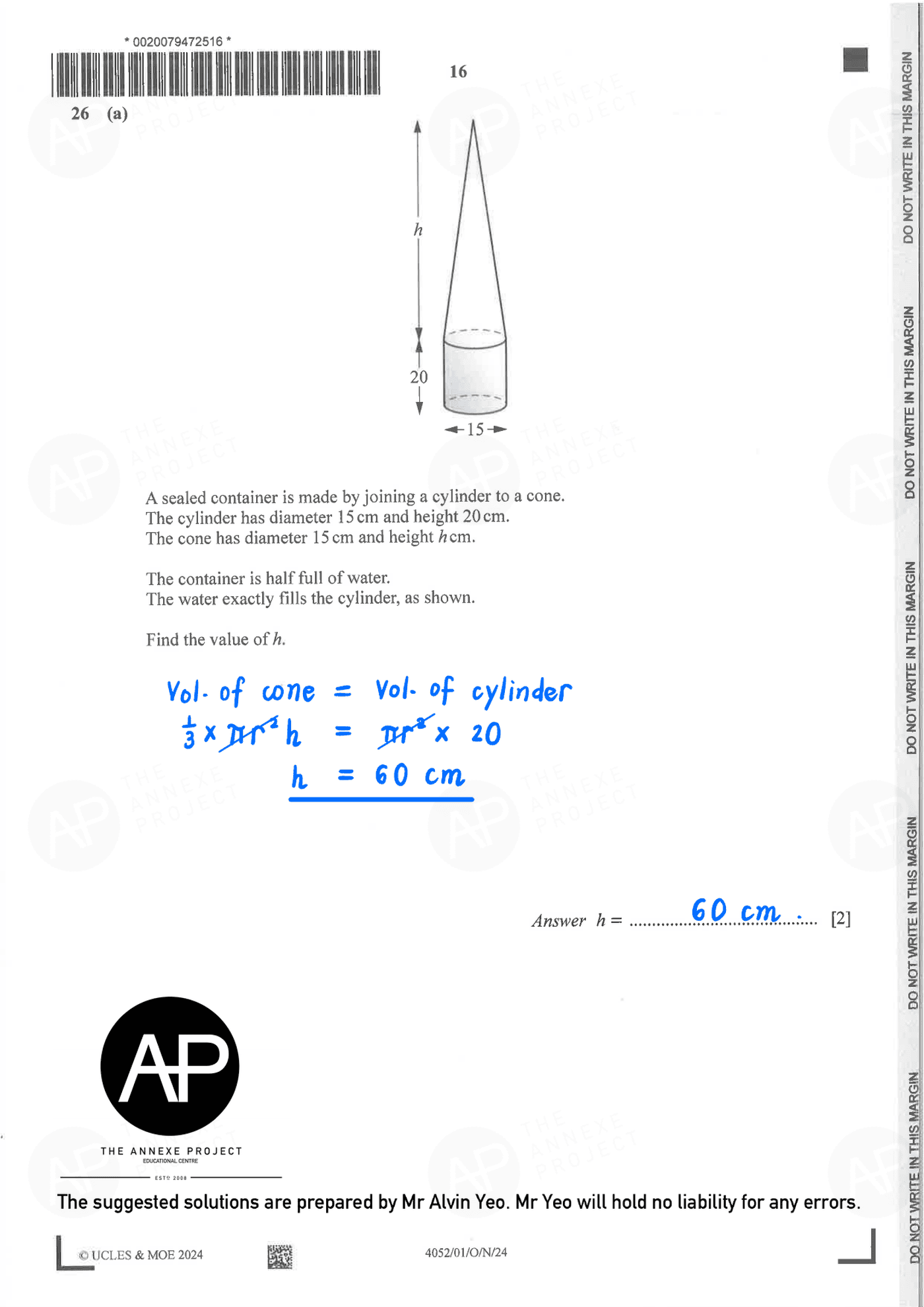 2024 O Level Elementary Mathematics Paper 1 Solutions page 16 fs8