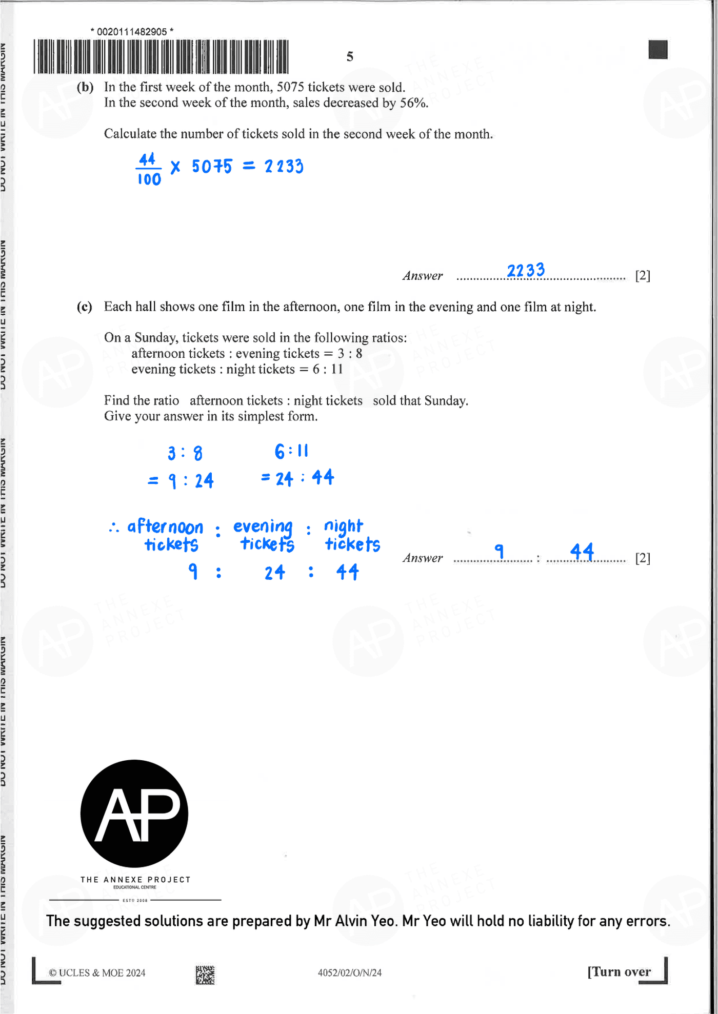 2024 O Level Elementary Mathematics Paper 2 Solutions page 05 fs8