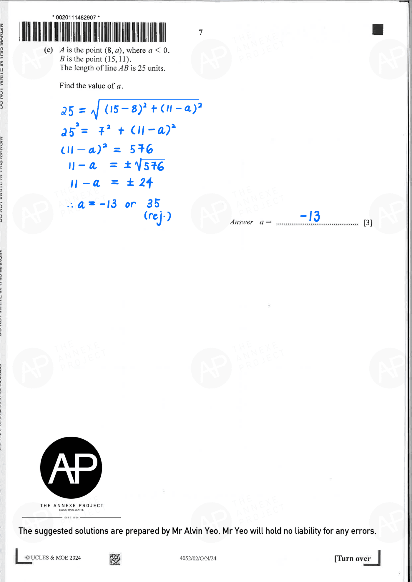 2024 O Level Elementary Mathematics Paper 2 Solutions page 07 fs8
