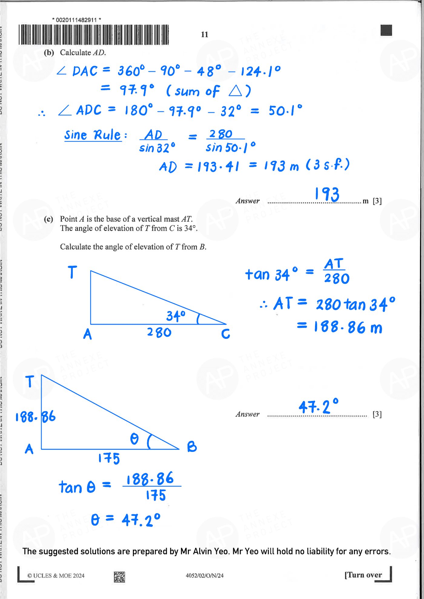 2024 O Level Elementary Mathematics Paper 2 Solutions page 11 fs8