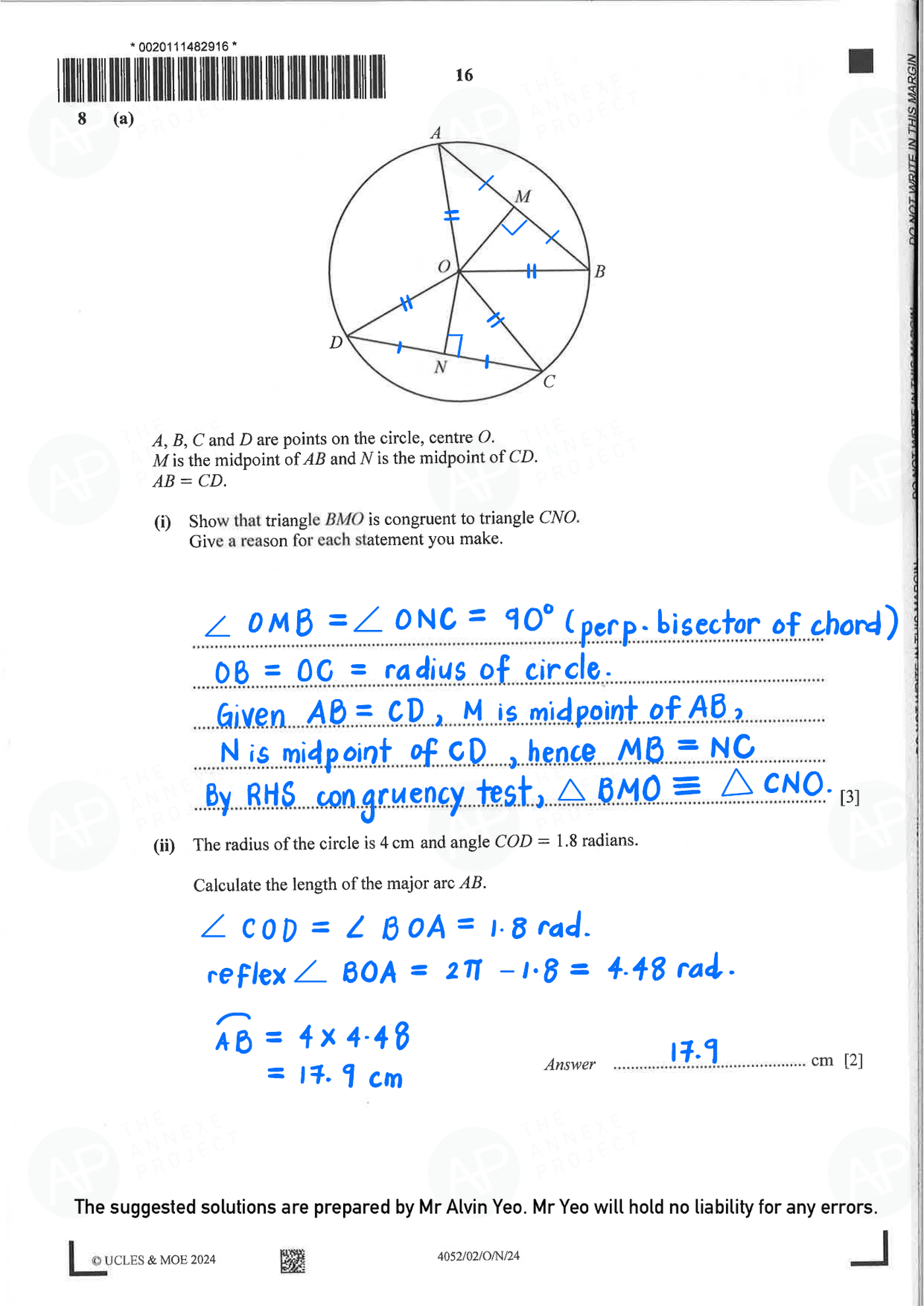 2024 O Level Elementary Mathematics Paper 2 Solutions page 16 fs8