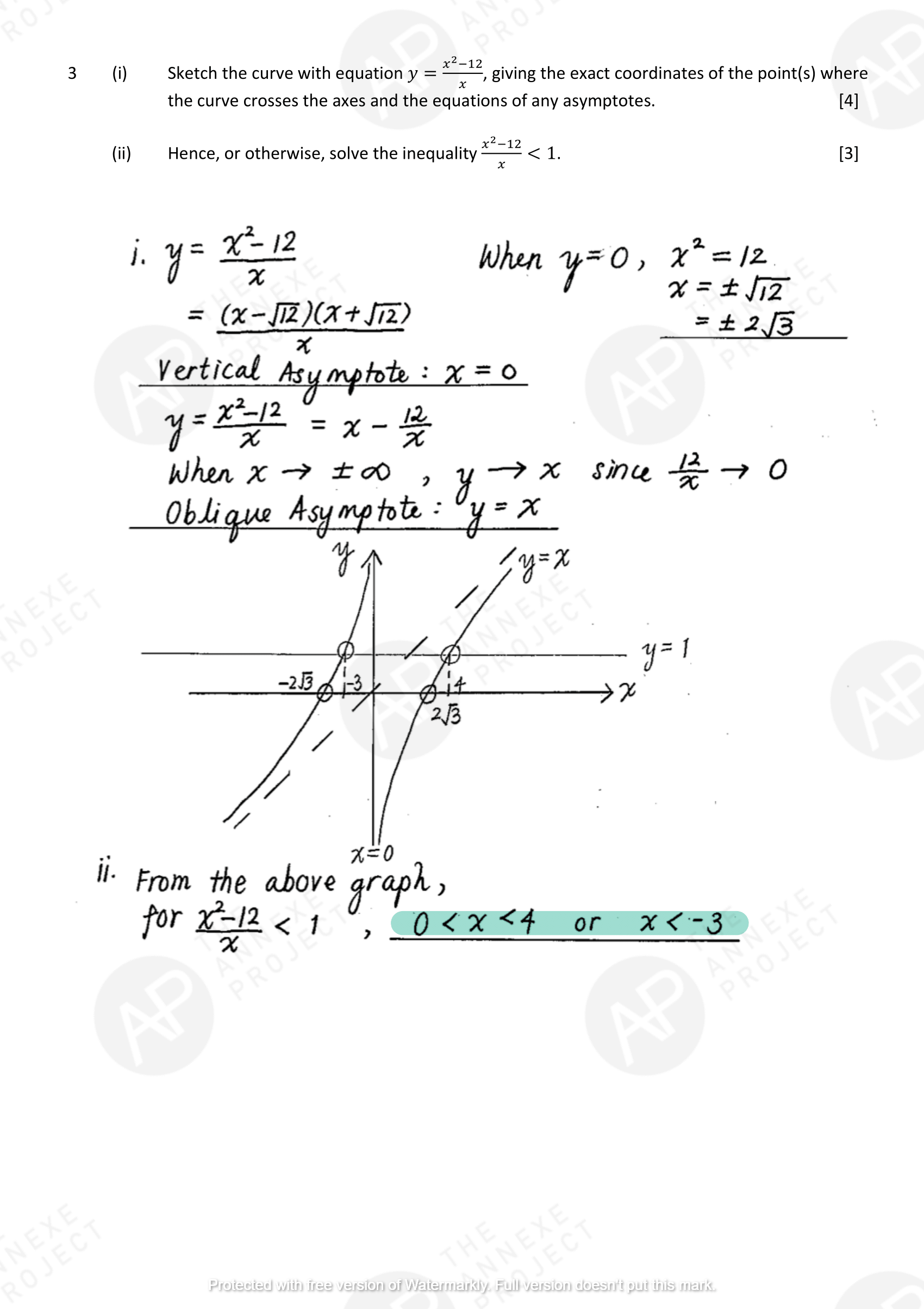 The Annexe Project A Level H2 Math Tuition 2017 A Level Specimen Paper 1 solution 03