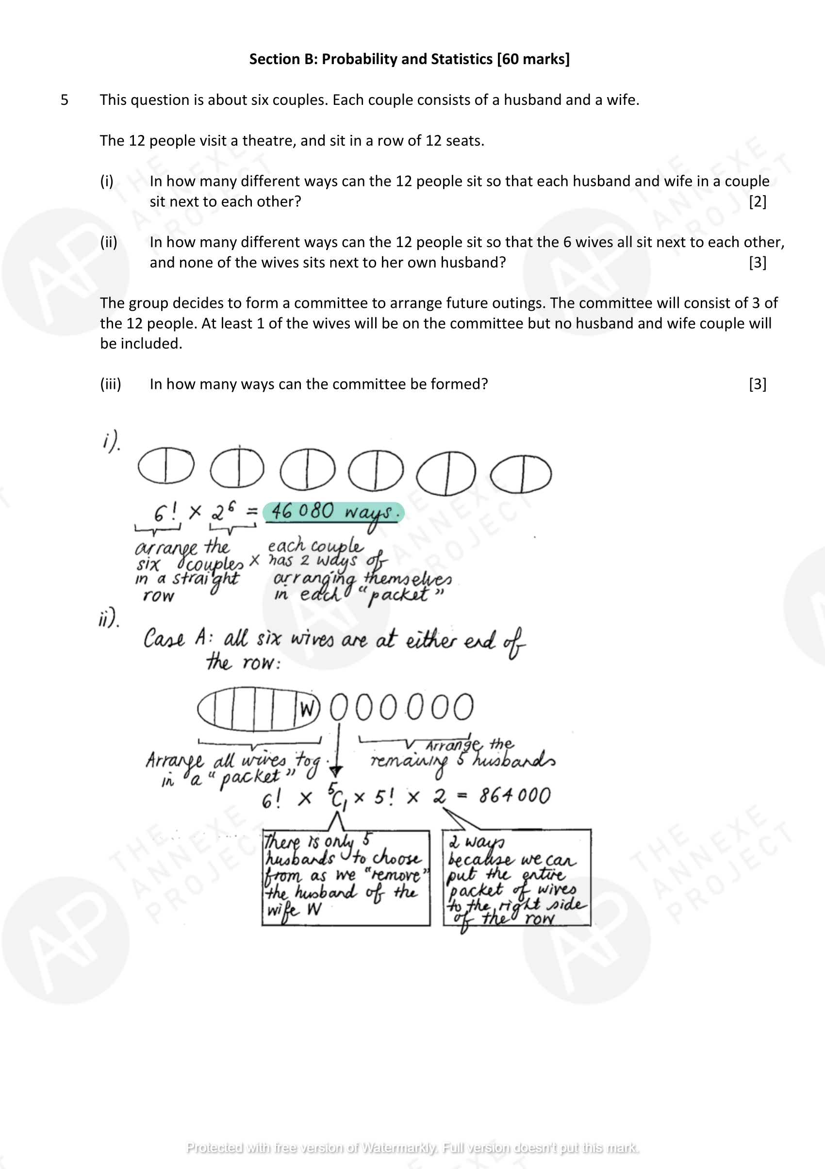 2017 GCE A LEVEL H2 MATHEMATICS SPECIMEN PAPER 2 SOLUTION 6 The Annexe Project A Level H2 Math Tuition 2017 A Level Specimen Paper 2 solution 06